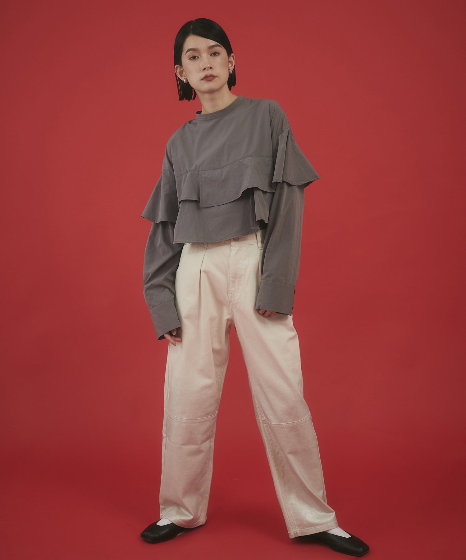 箔プリントルーズデニムパンツ