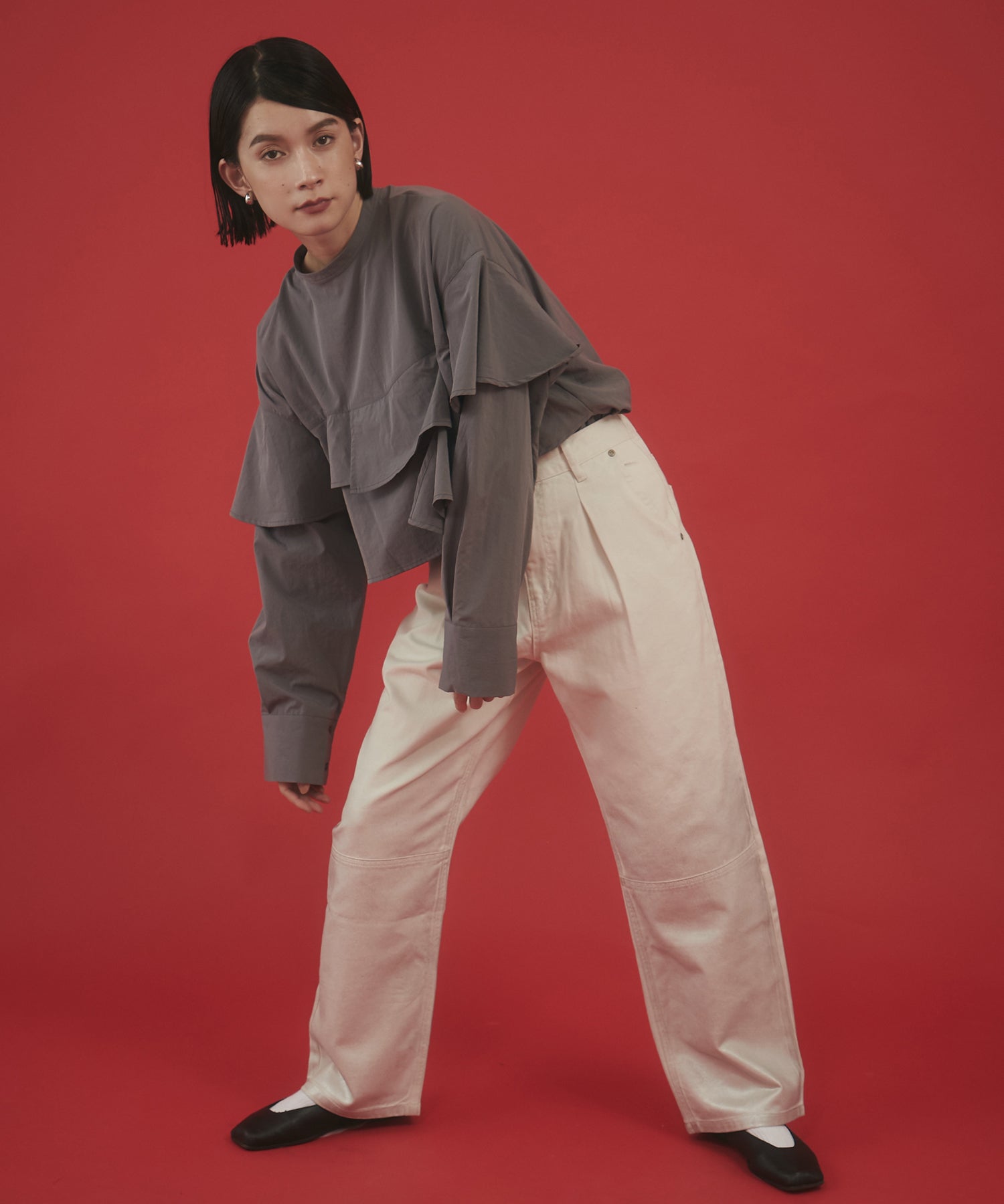 箔プリントルーズデニムパンツ