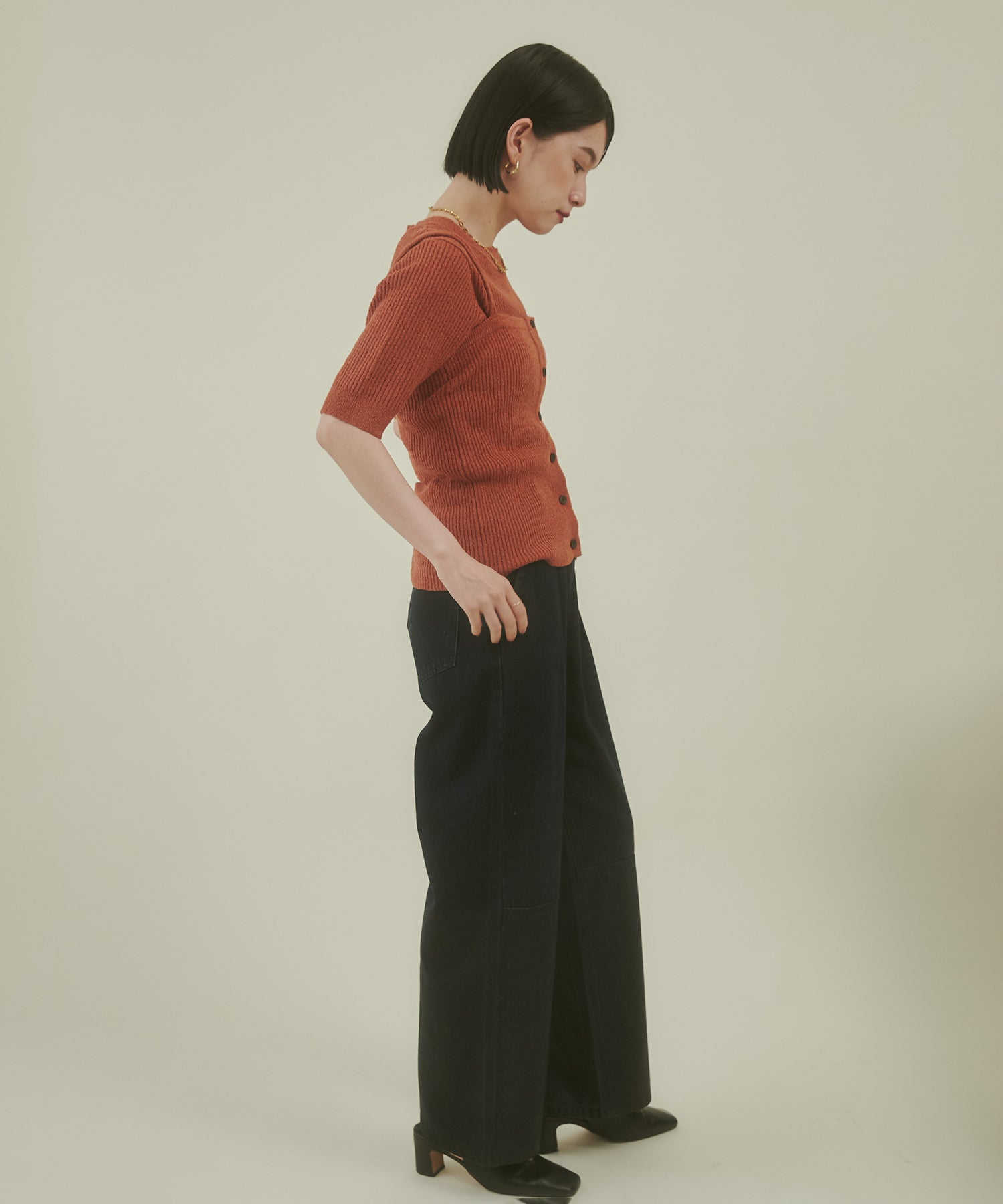 箔プリントルーズデニムパンツ