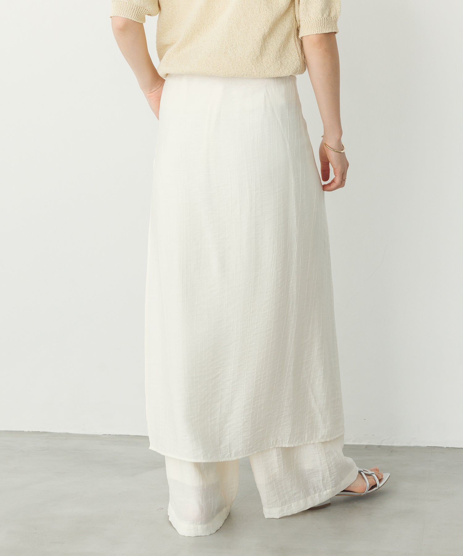 《PRE-ORDER》WASH-SATIN LAYERED SKIRT