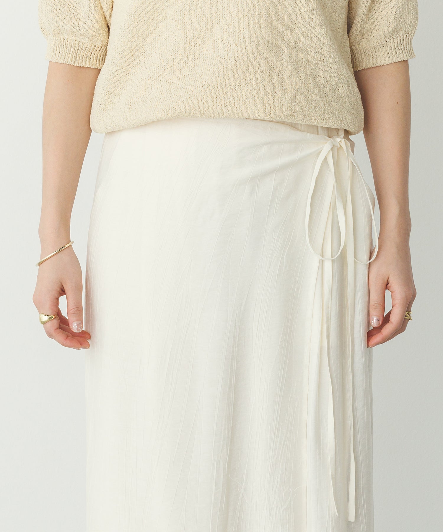 《PRE-ORDER》WASH-SATIN LAYERED SKIRT