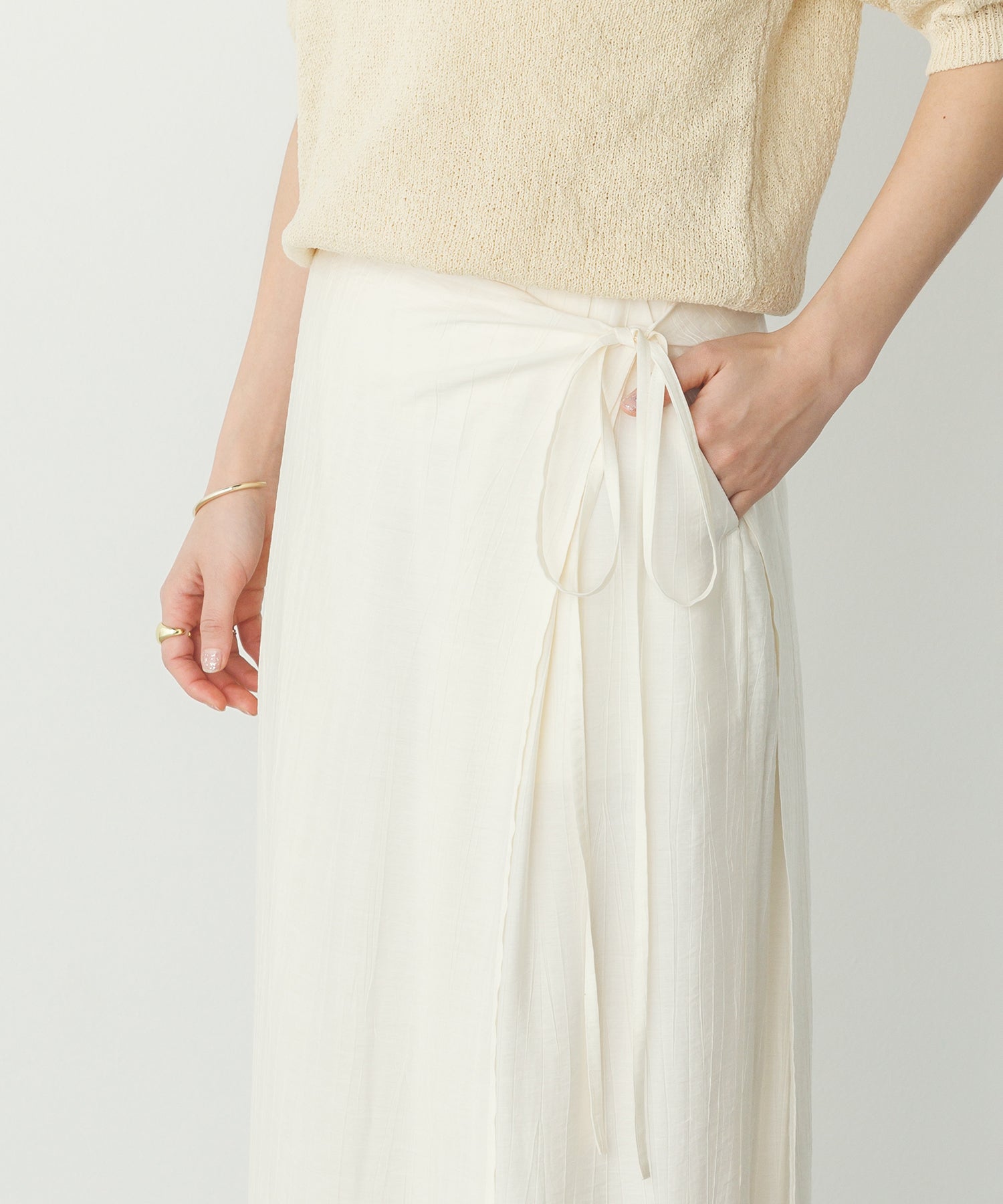 《PRE-ORDER》WASH-SATIN LAYERED SKIRT