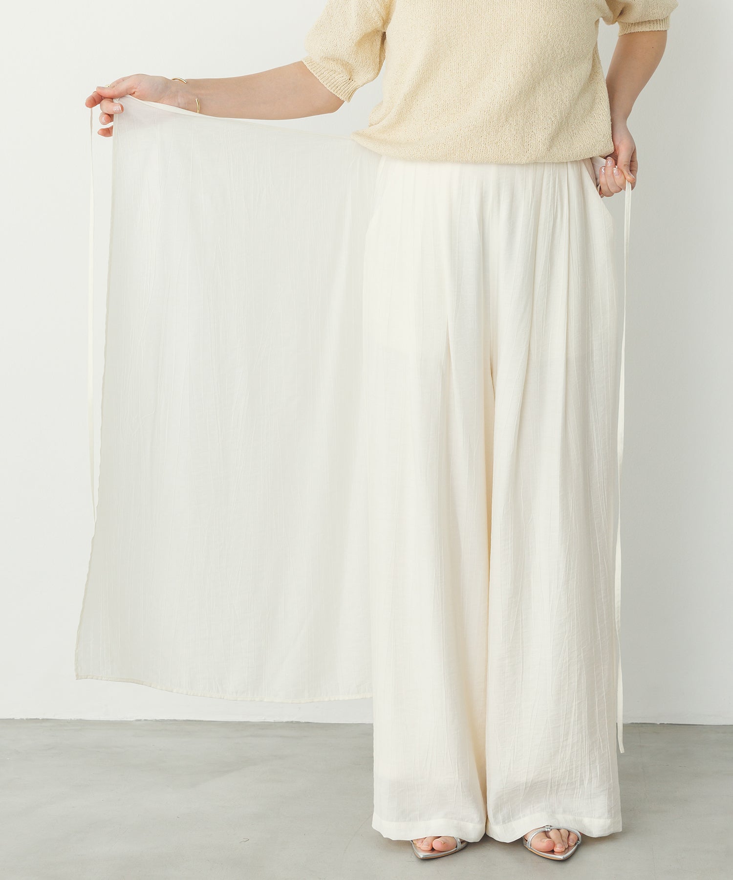 《PRE-ORDER》WASH-SATIN LAYERED SKIRT