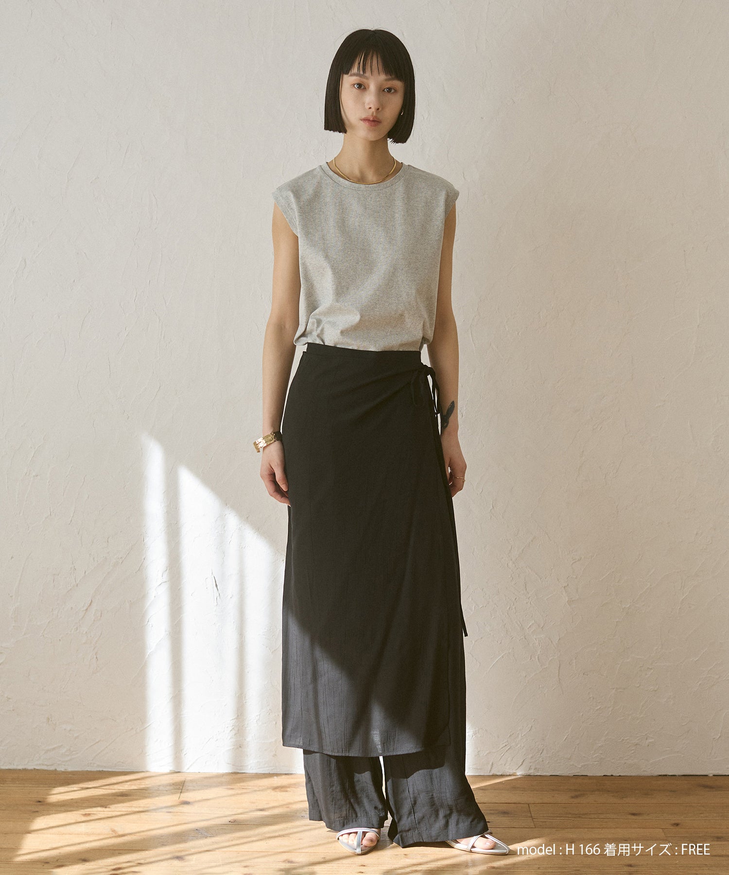 《PRE-ORDER》WASH-SATIN LAYERED SKIRT