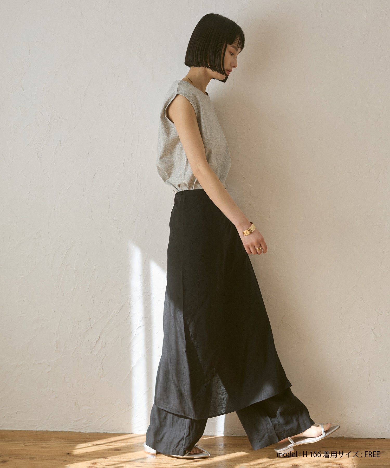 《PRE-ORDER》WASH-SATIN LAYERED SKIRT