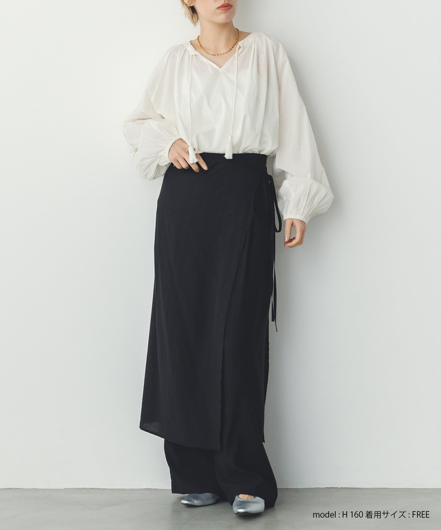 《PRE-ORDER》WASH-SATIN LAYERED SKIRT