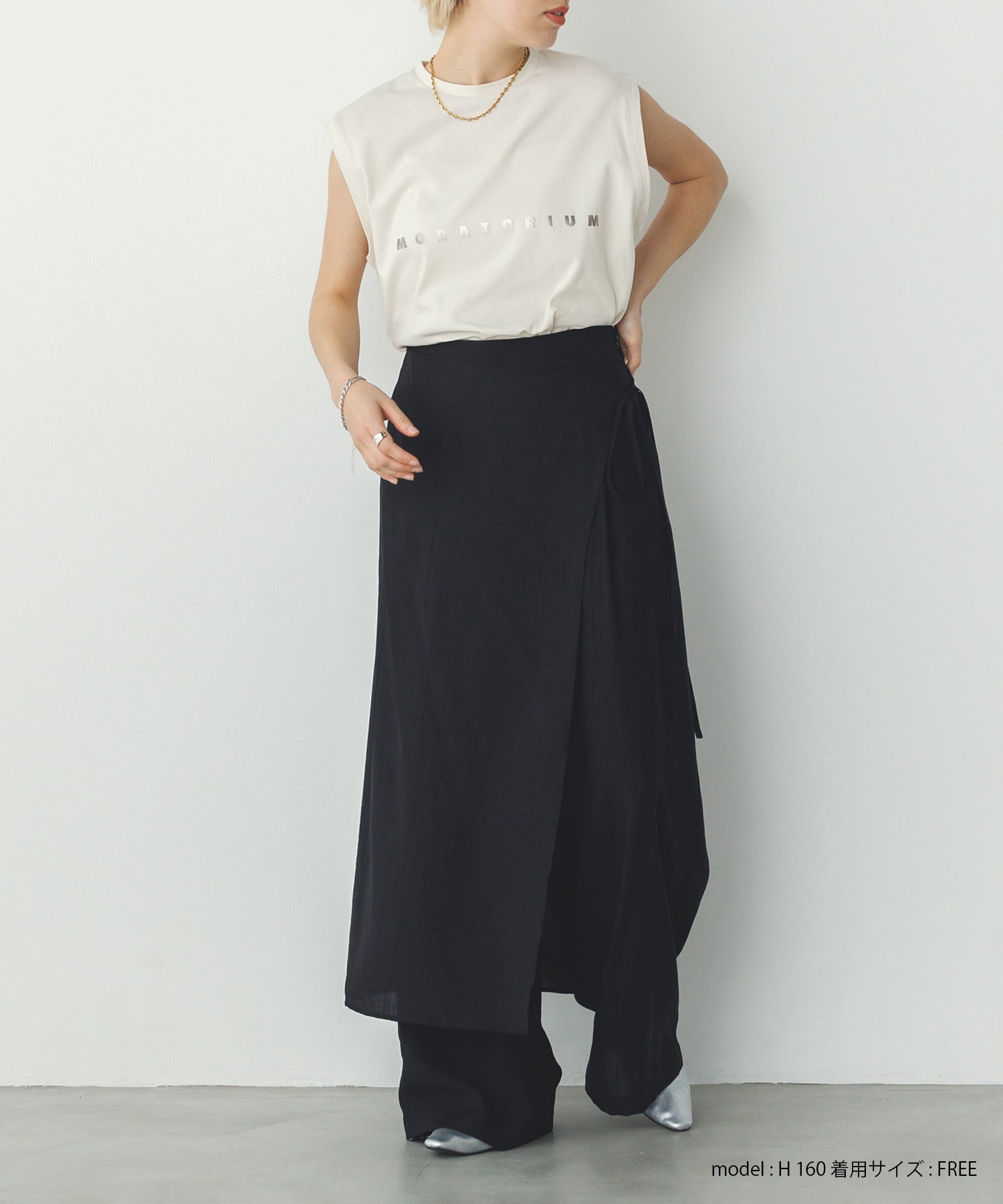 《PRE-ORDER》WASH-SATIN LAYERED SKIRT