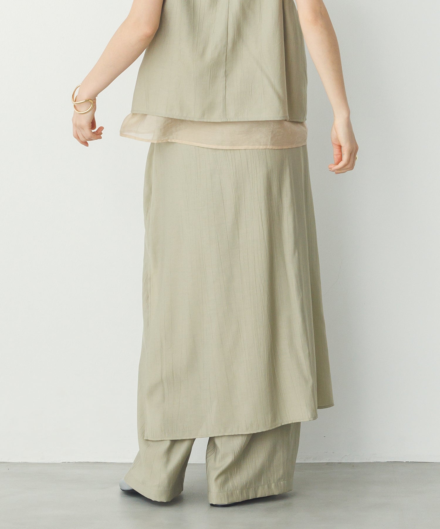 《PRE-ORDER》WASH-SATIN LAYERED SKIRT