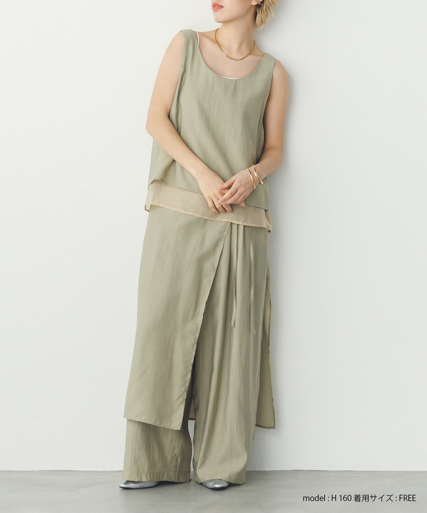 《PRE-ORDER》WASH-SATIN LAYERED SKIRT