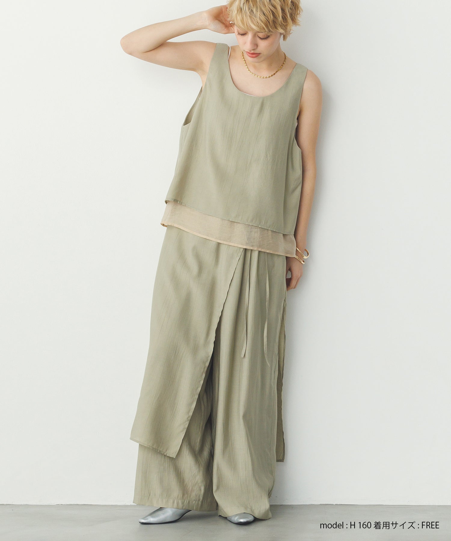 《PRE-ORDER》WASH-SATIN LAYERED SKIRT