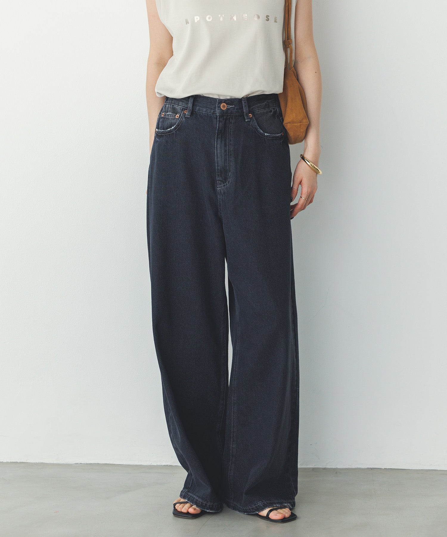 ダメージデニム ゆるストレートパンツ