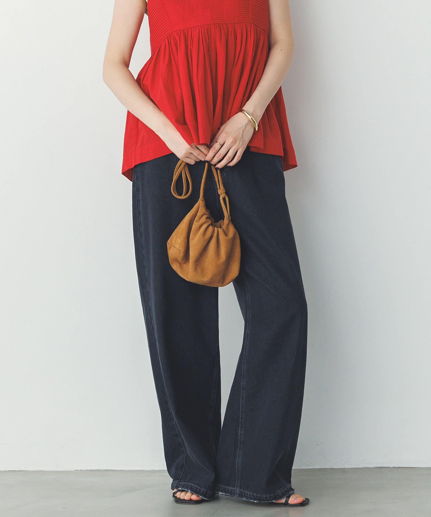 ダメージデニム ゆるストレートパンツ