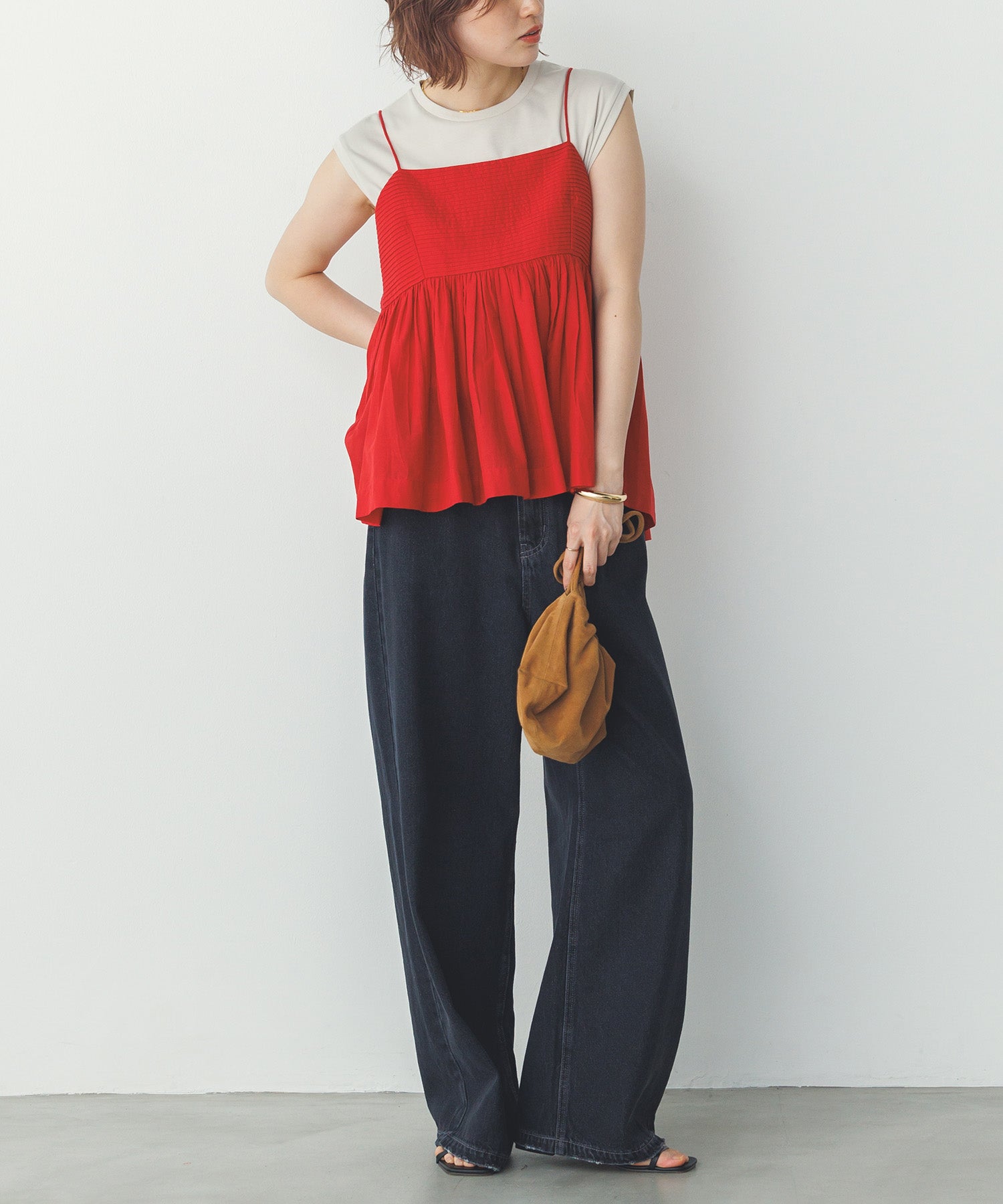 ダメージデニム ゆるストレートパンツ