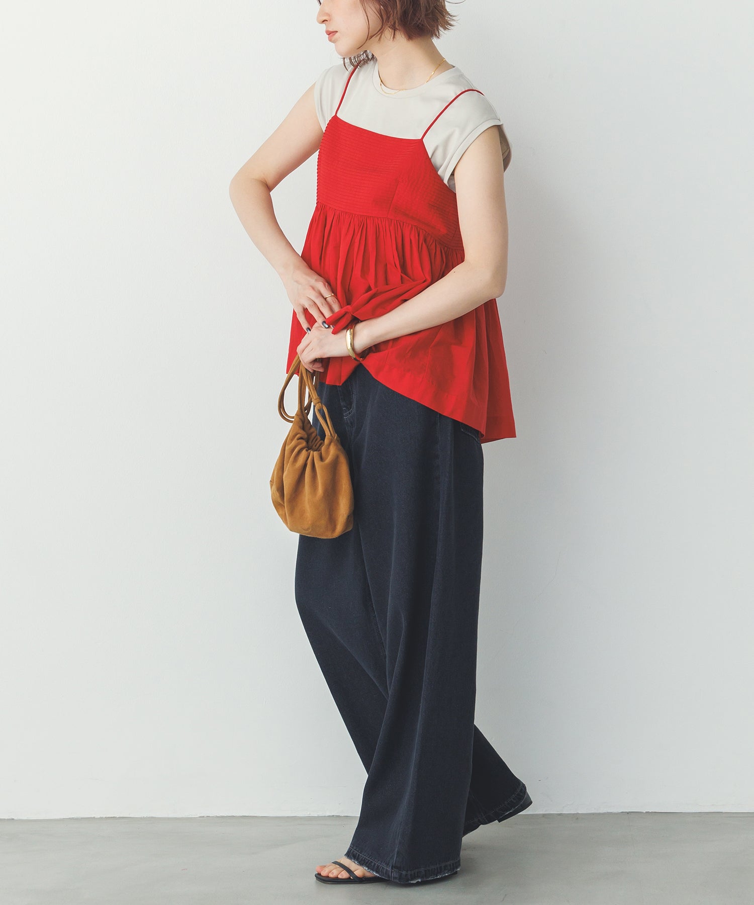 ダメージデニム ゆるストレートパンツ