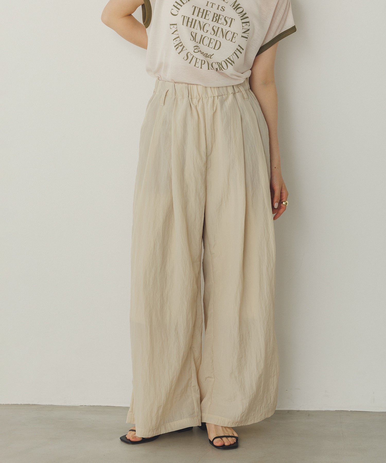 ワッシャー加工 ワイドストレートパンツ