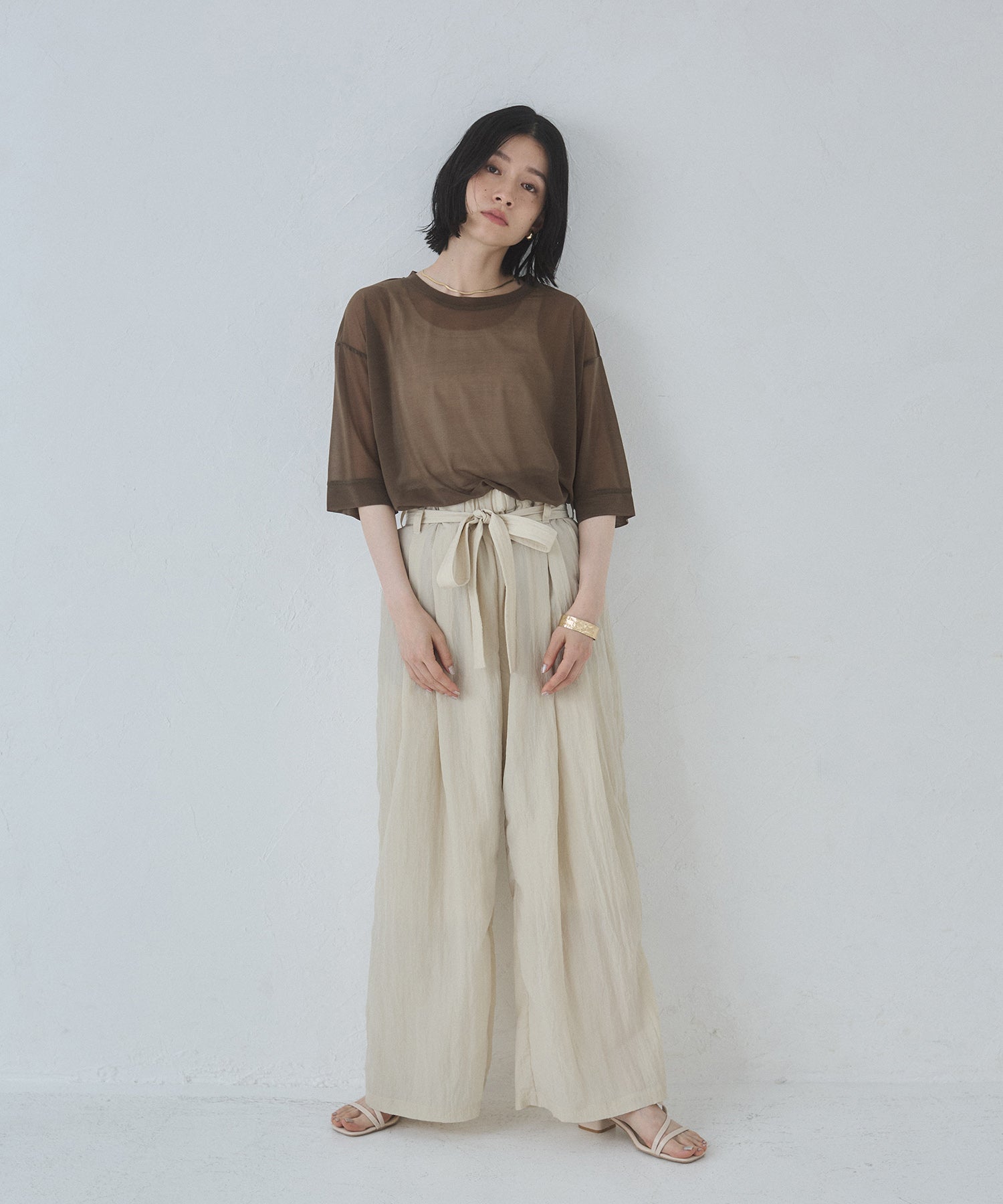 ワッシャー加工 ワイドストレートパンツ