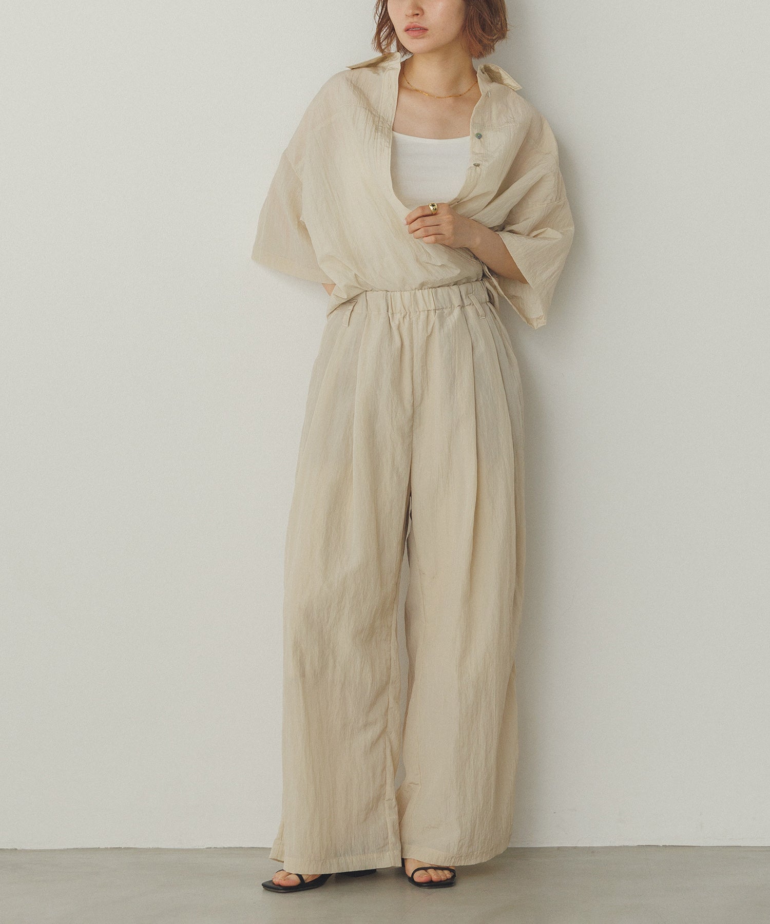 ワッシャー加工 ワイドストレートパンツ