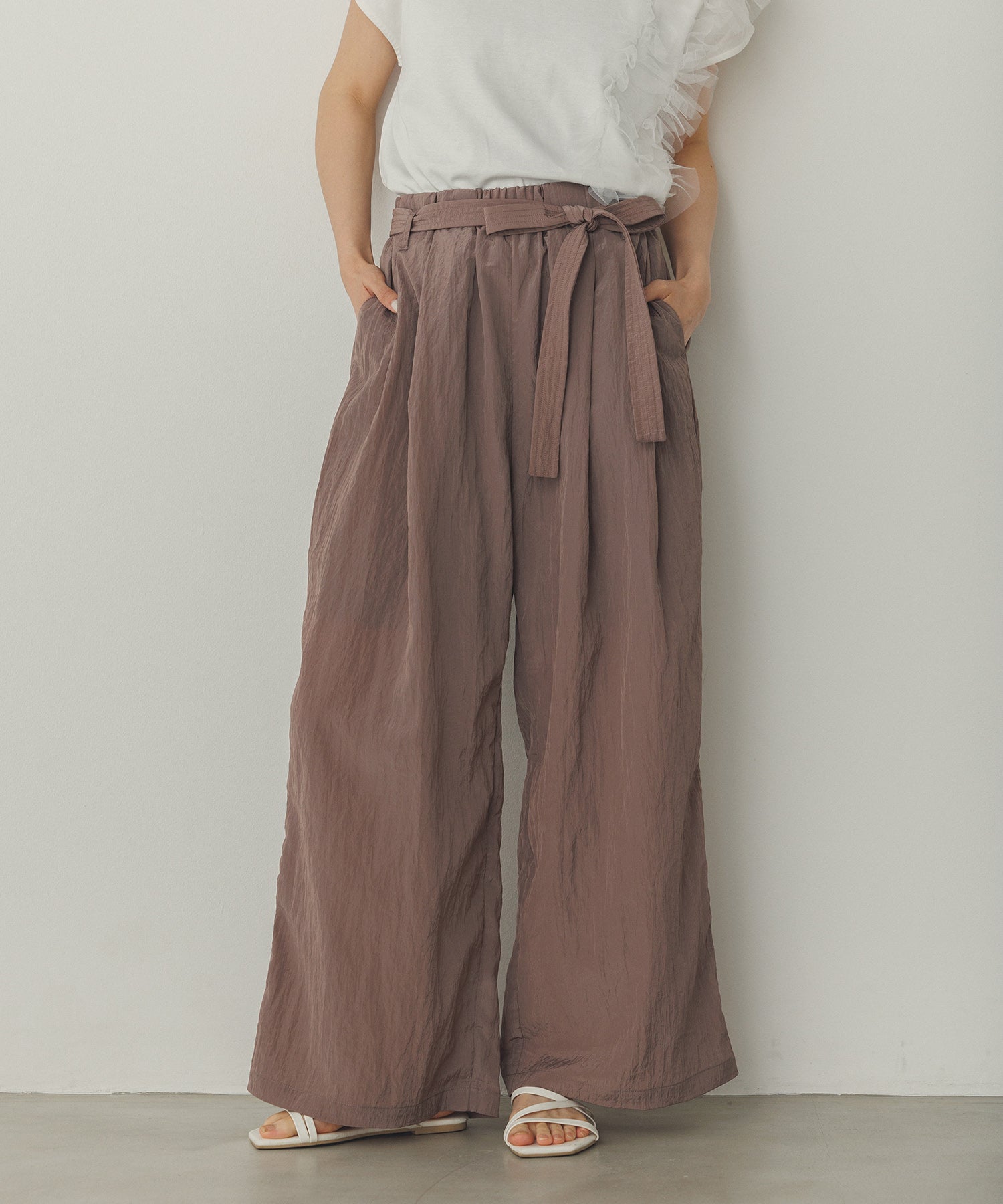 ワッシャー加工 ワイドストレートパンツ