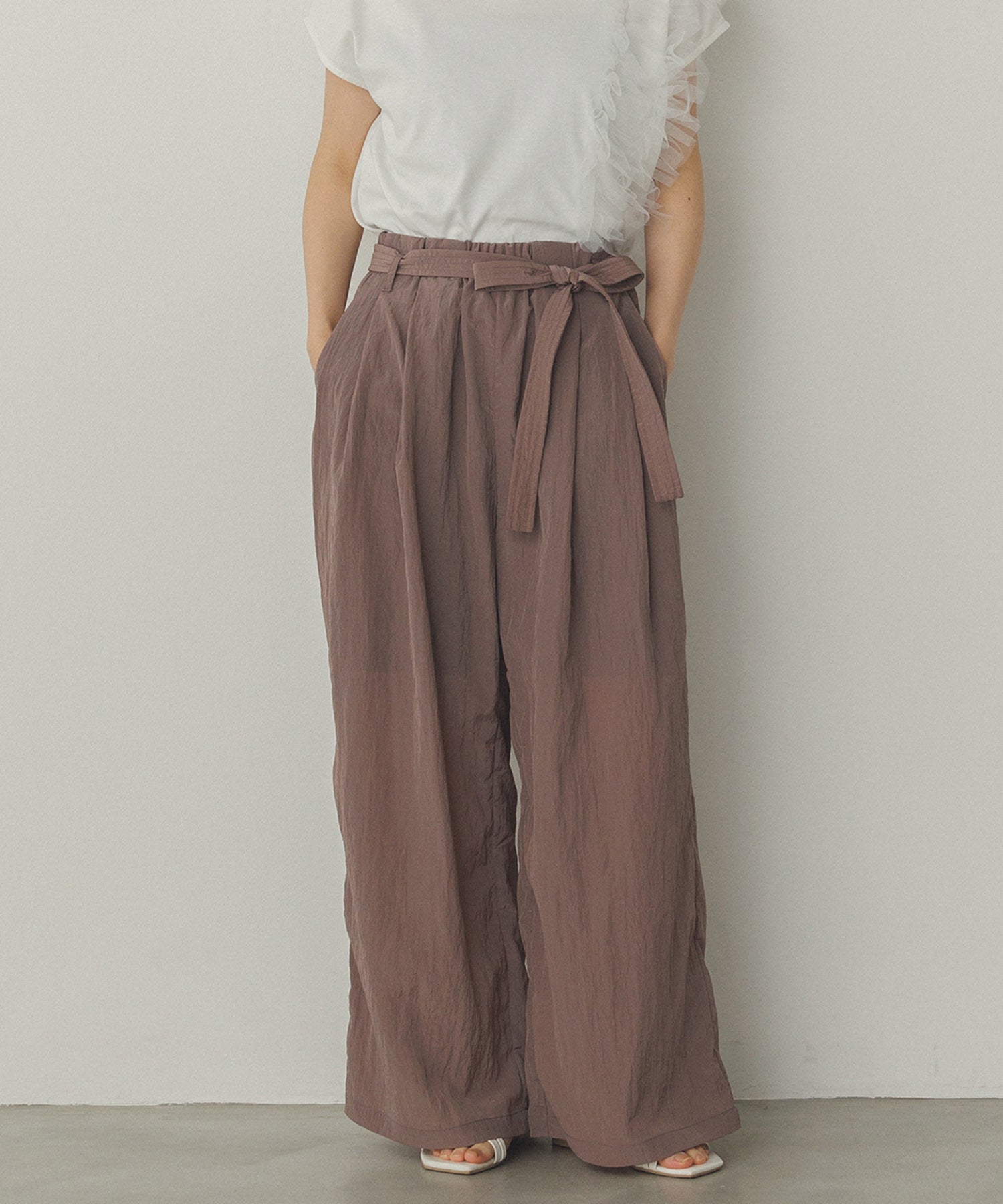 ワッシャー加工 ワイドストレートパンツ