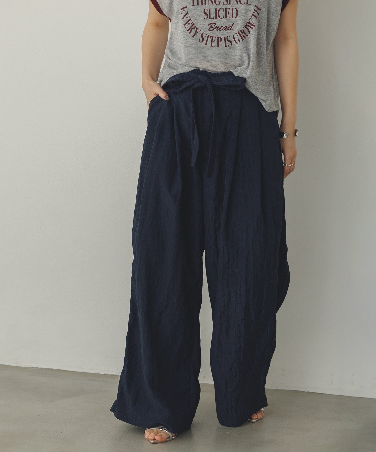 ワッシャー加工 ワイドストレートパンツ