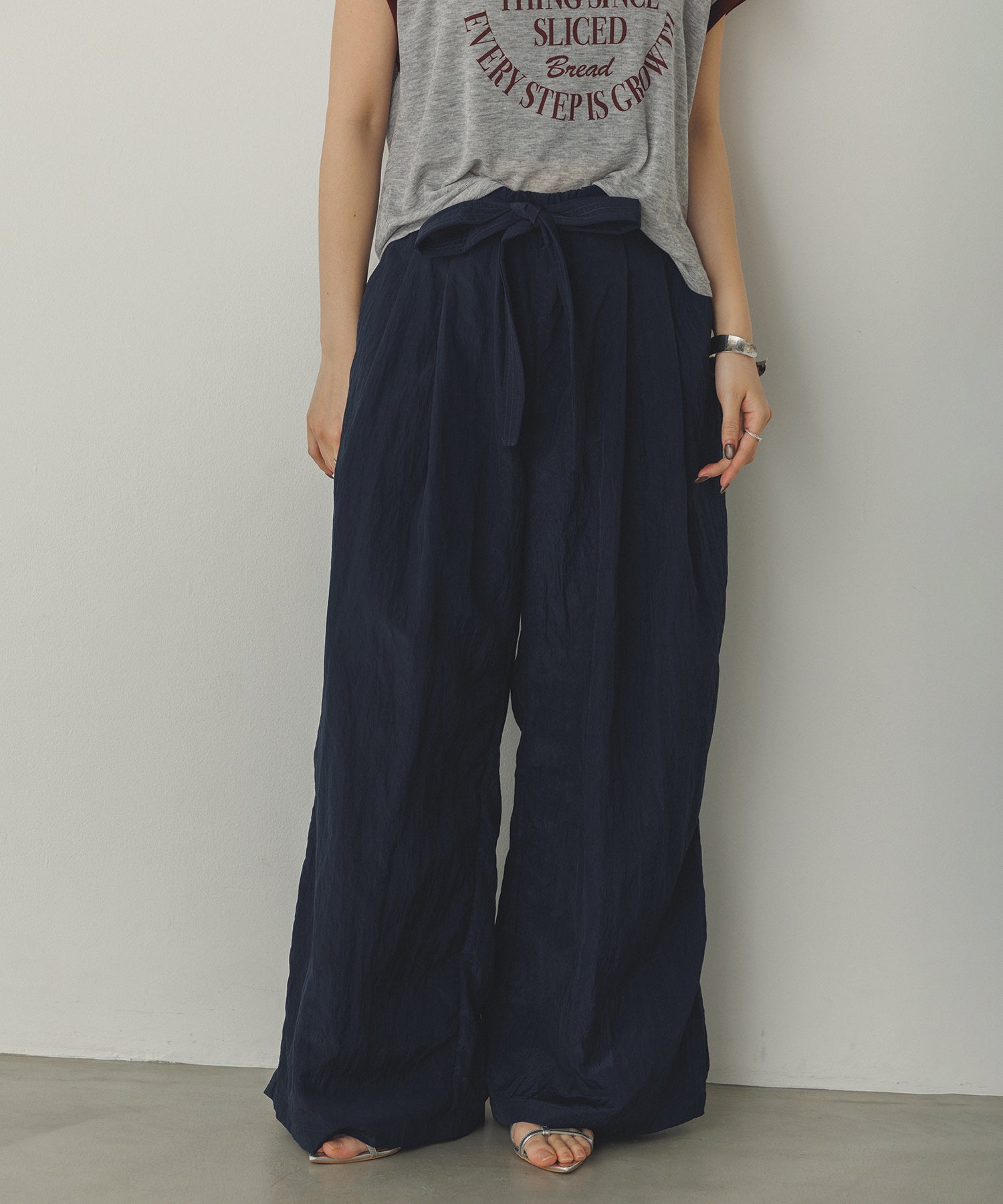 ワッシャー加工 ワイドストレートパンツ