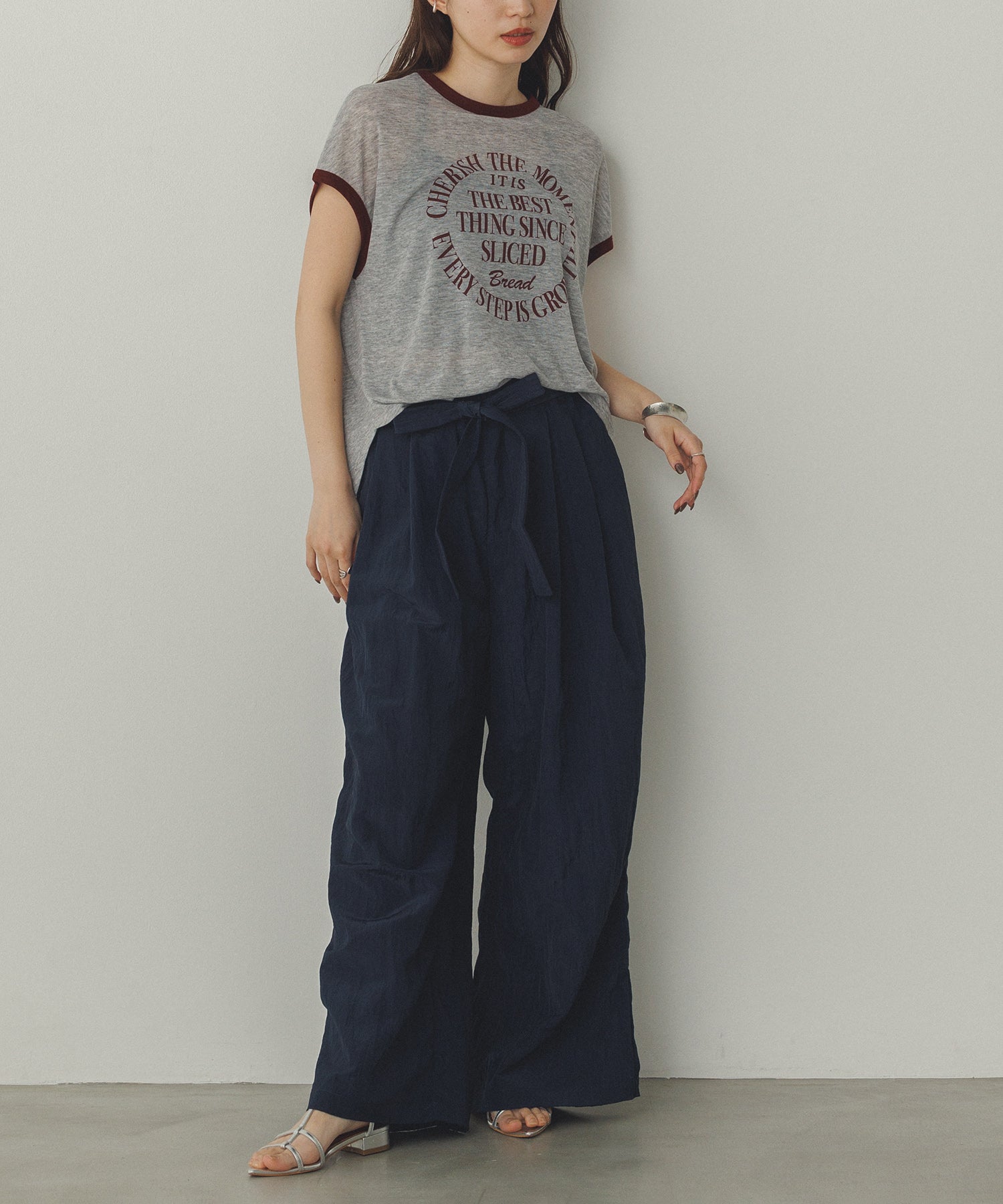 ワッシャー加工 ワイドストレートパンツ