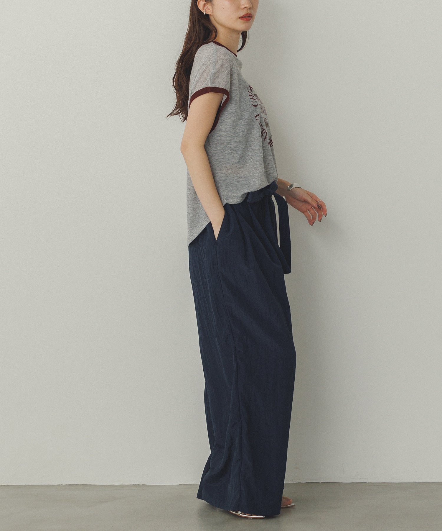 ワッシャー加工 ワイドストレートパンツ