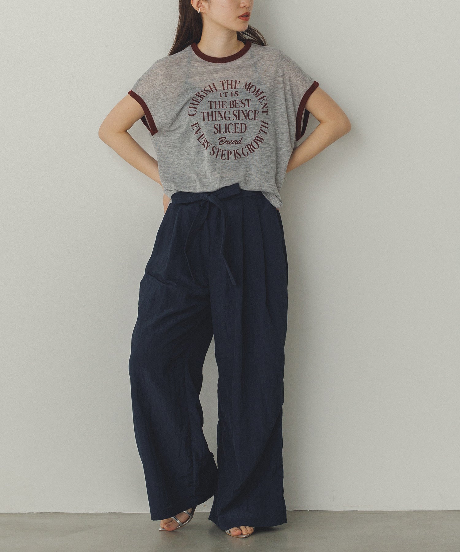 ワッシャー加工 ワイドストレートパンツ