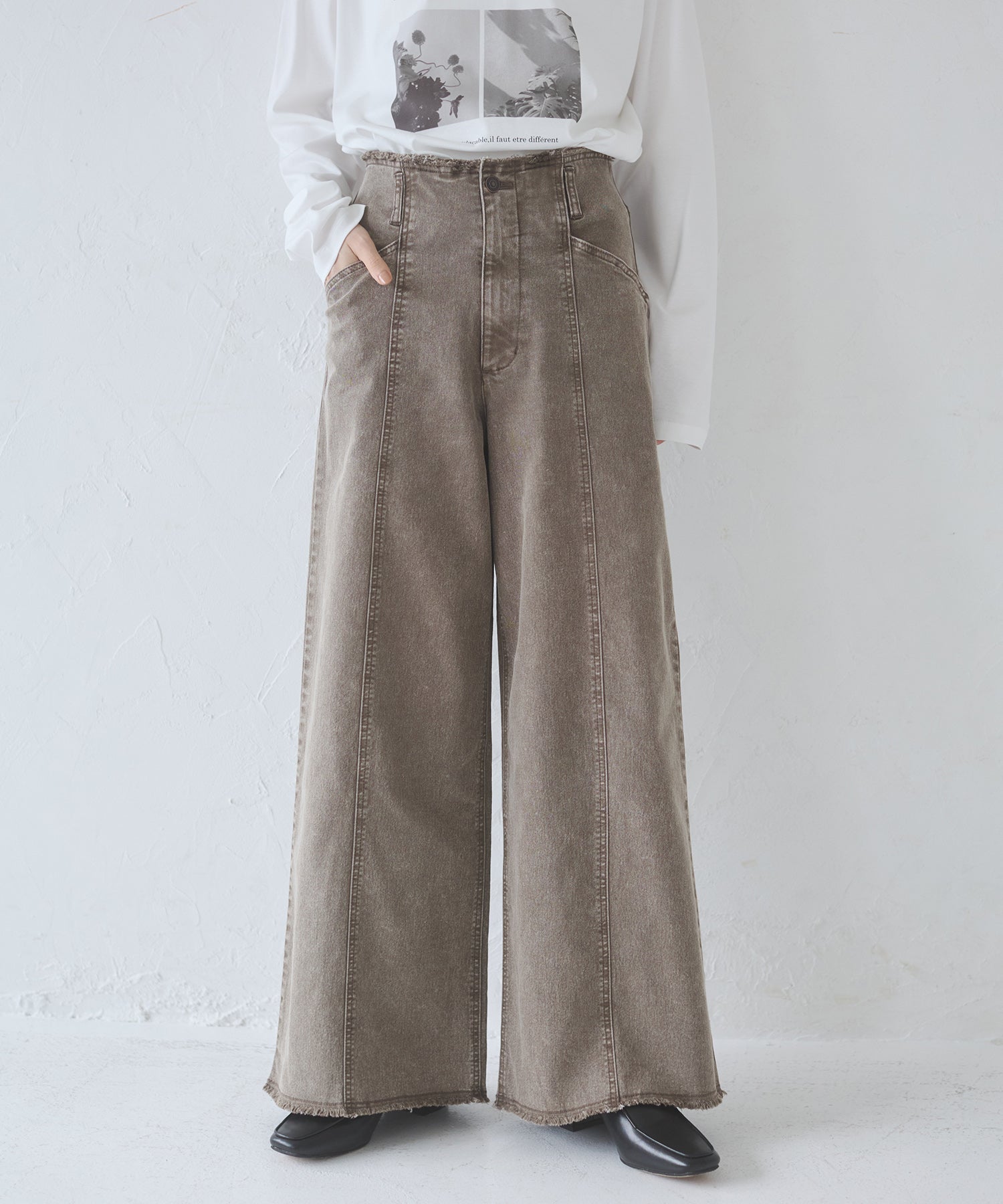 DENIM/TWILL WIDE PANTS