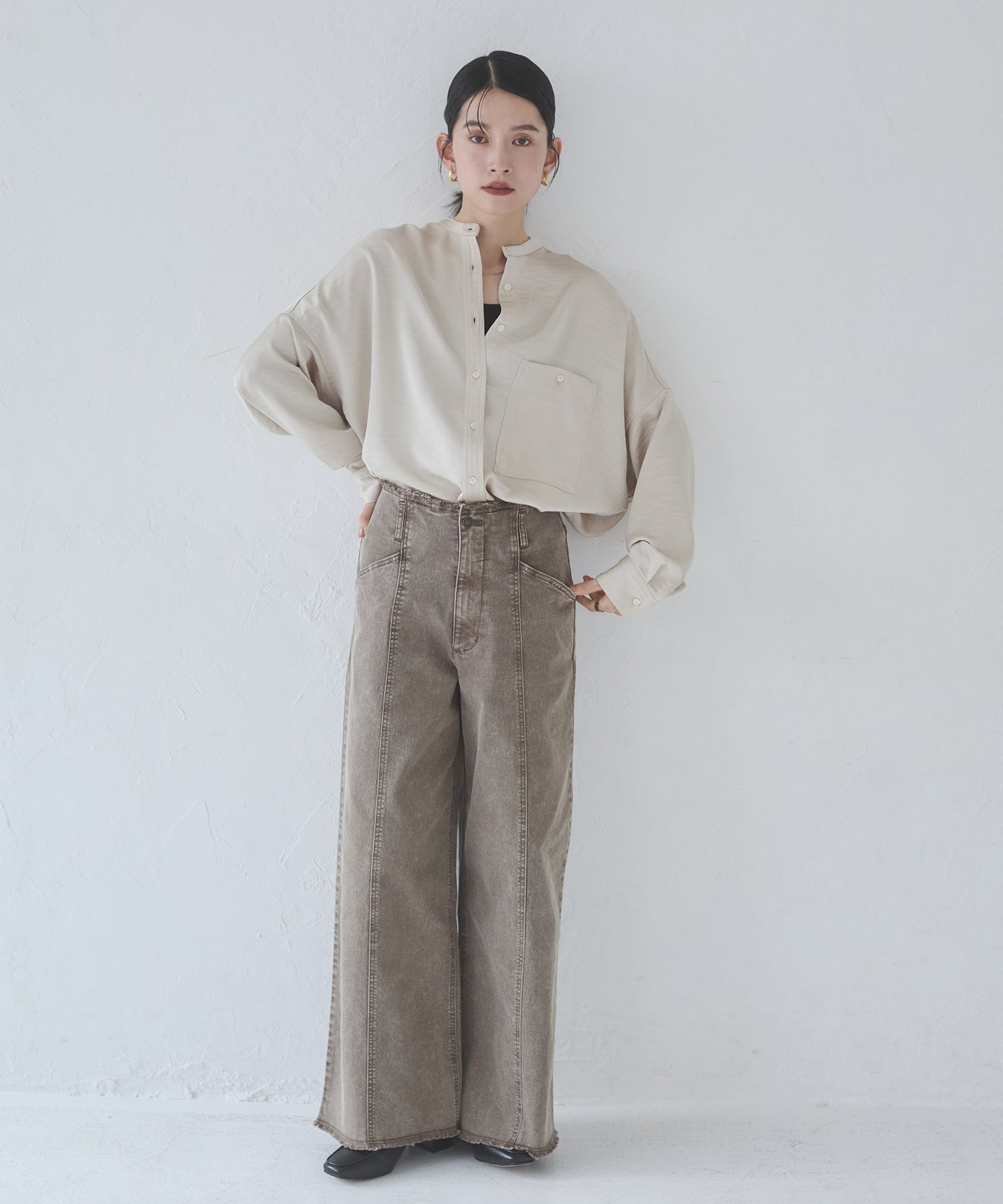 DENIM/TWILL WIDE PANTS