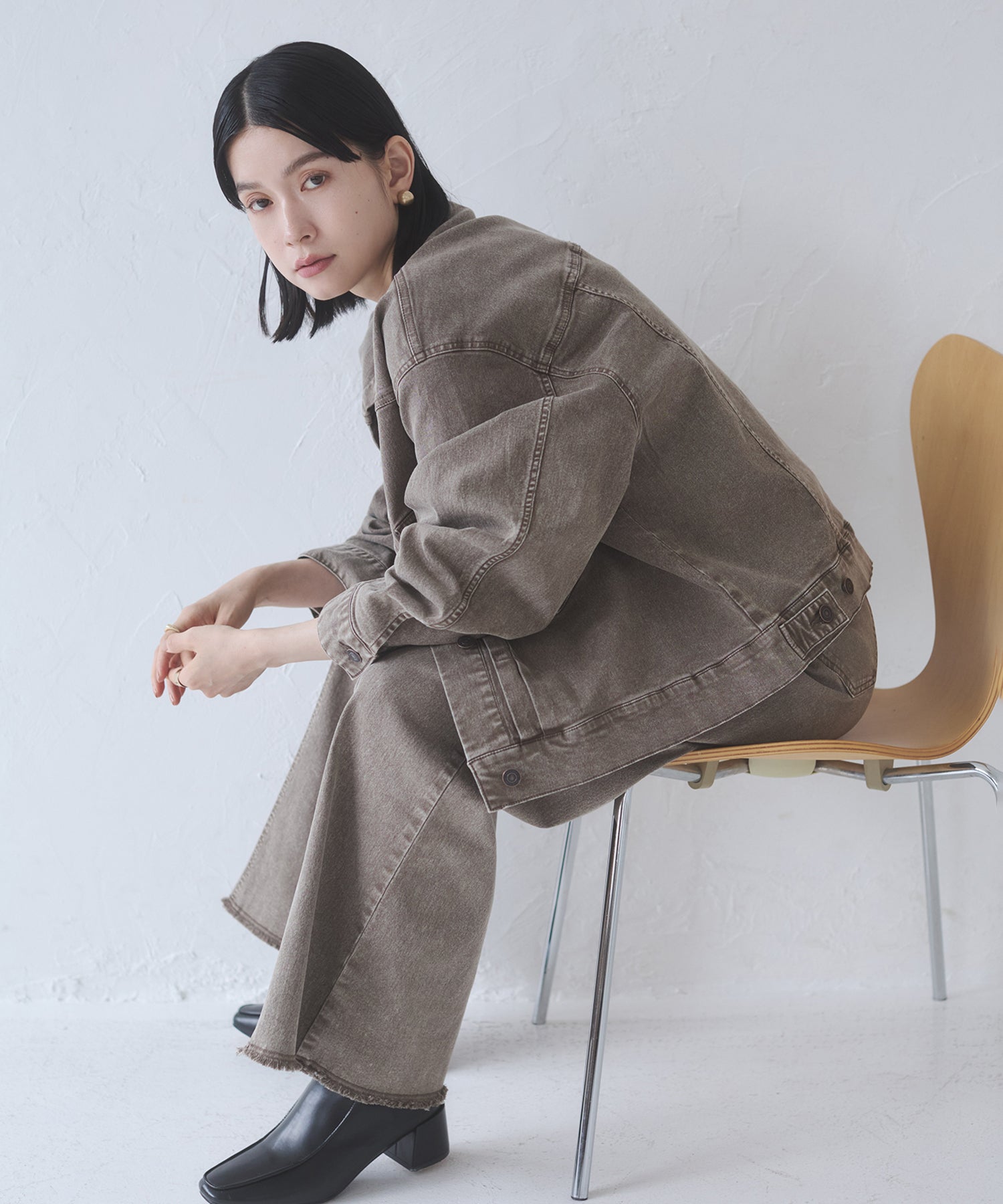 DENIM/TWILL WIDE PANTS