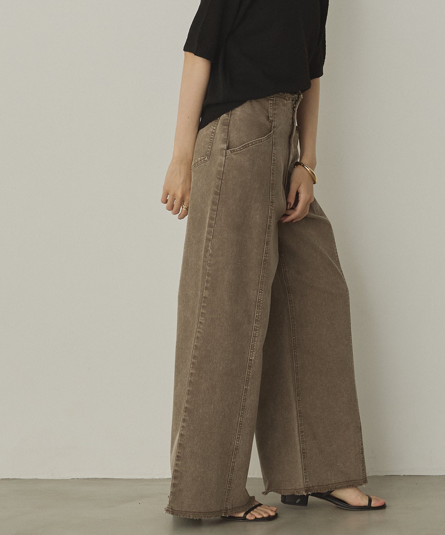 DENIM/TWILL WIDE PANTS