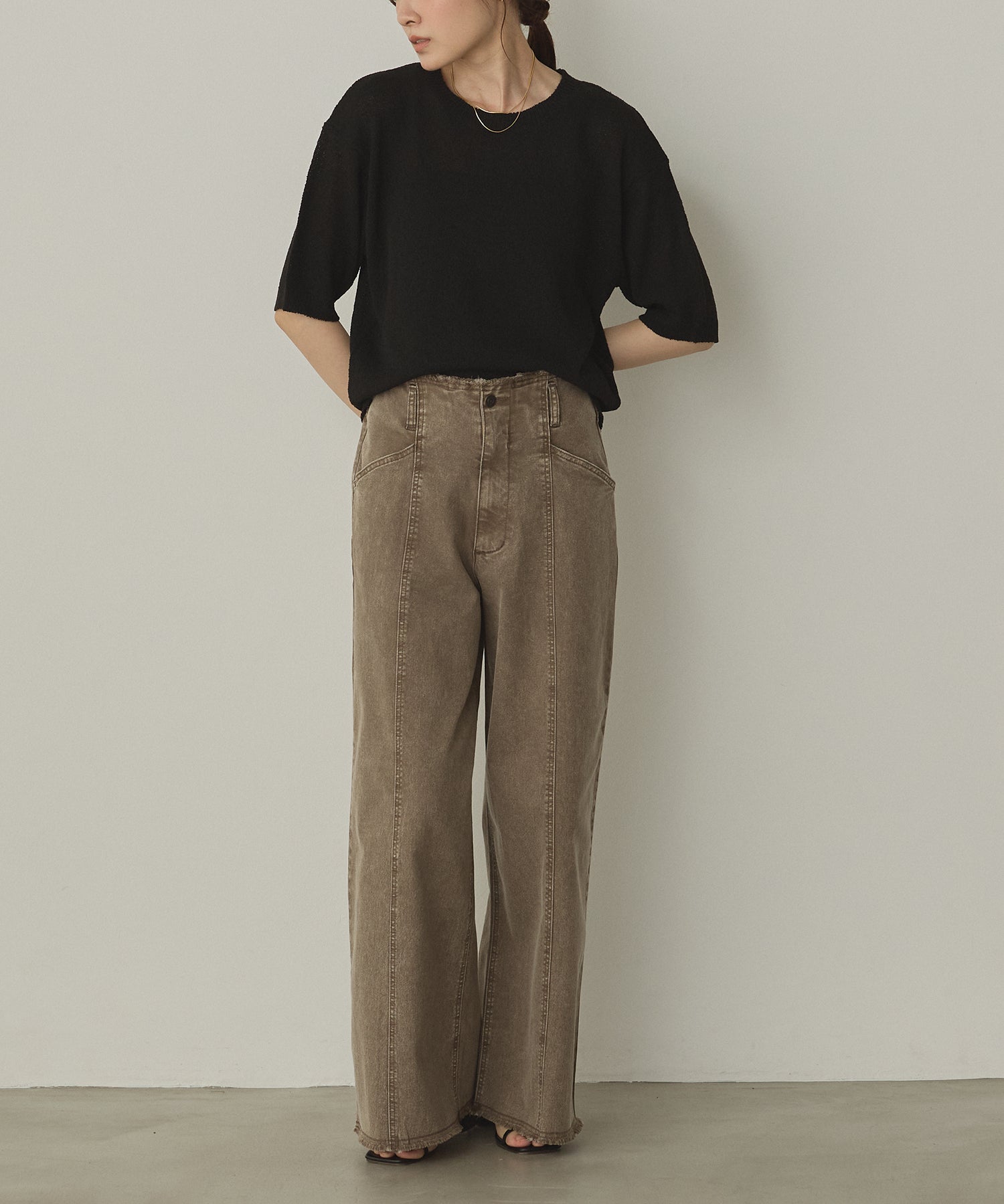 DENIM/TWILL WIDE PANTS
