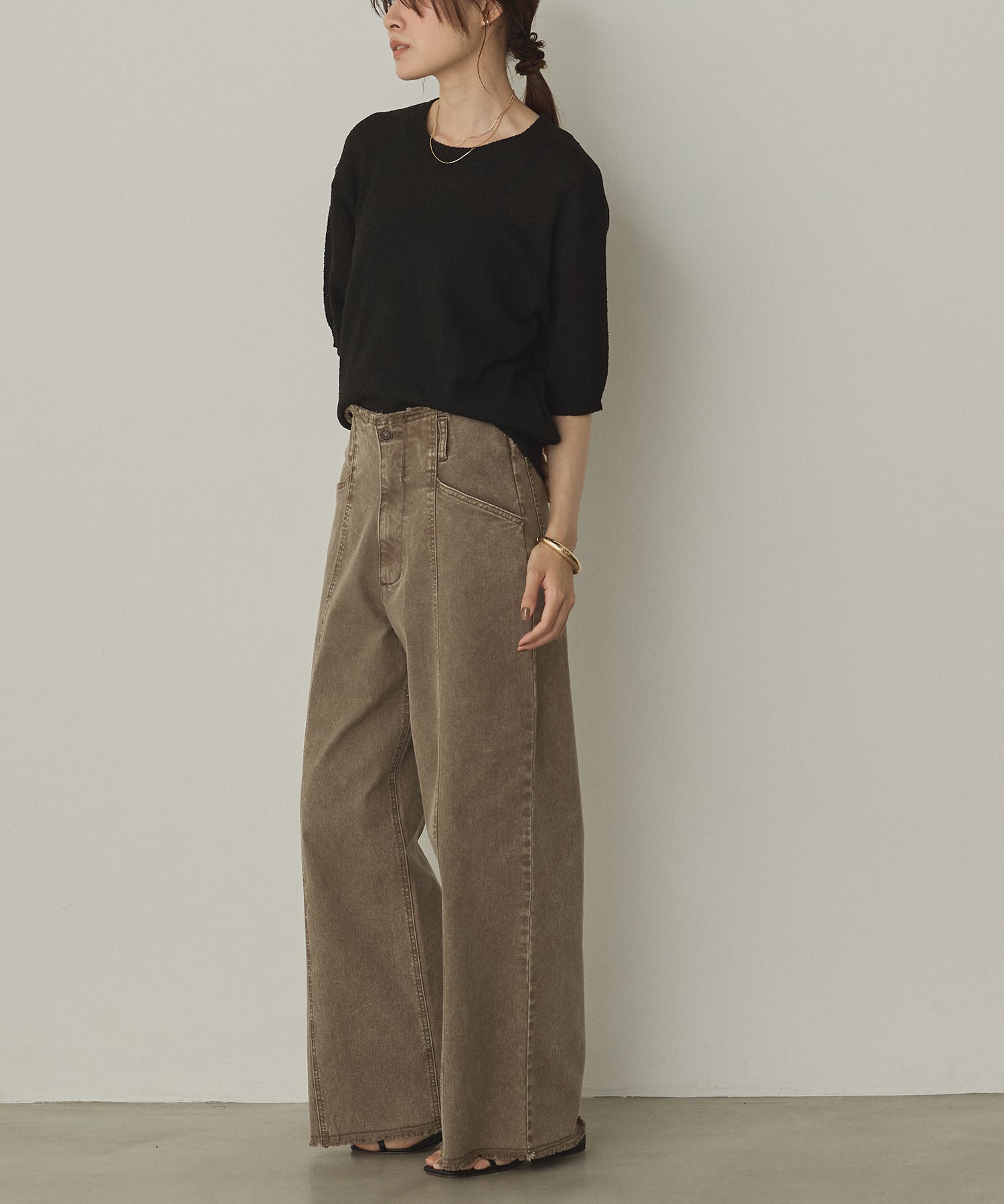 DENIM/TWILL WIDE PANTS