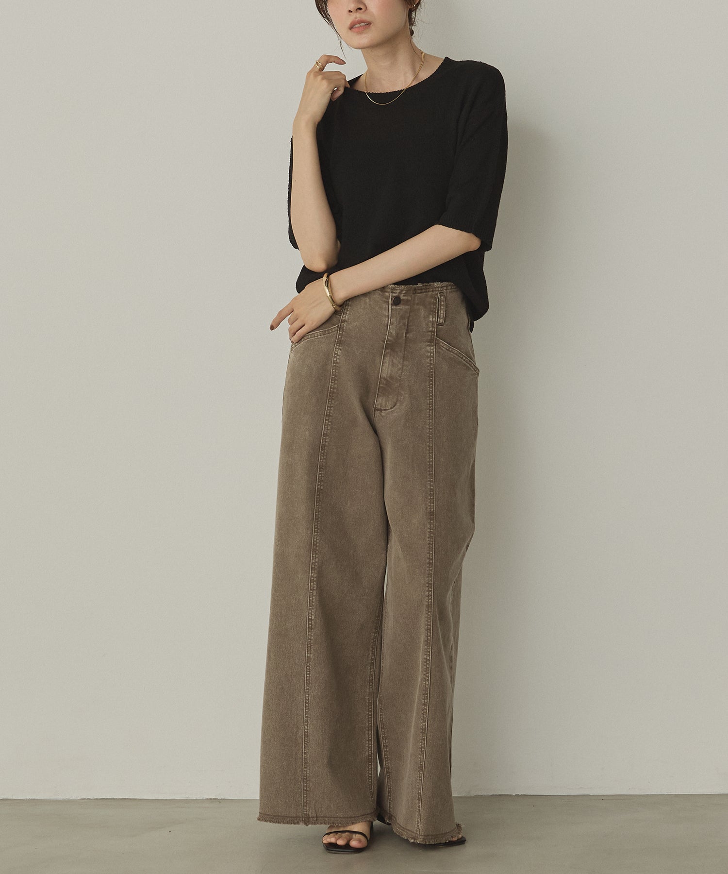DENIM/TWILL WIDE PANTS