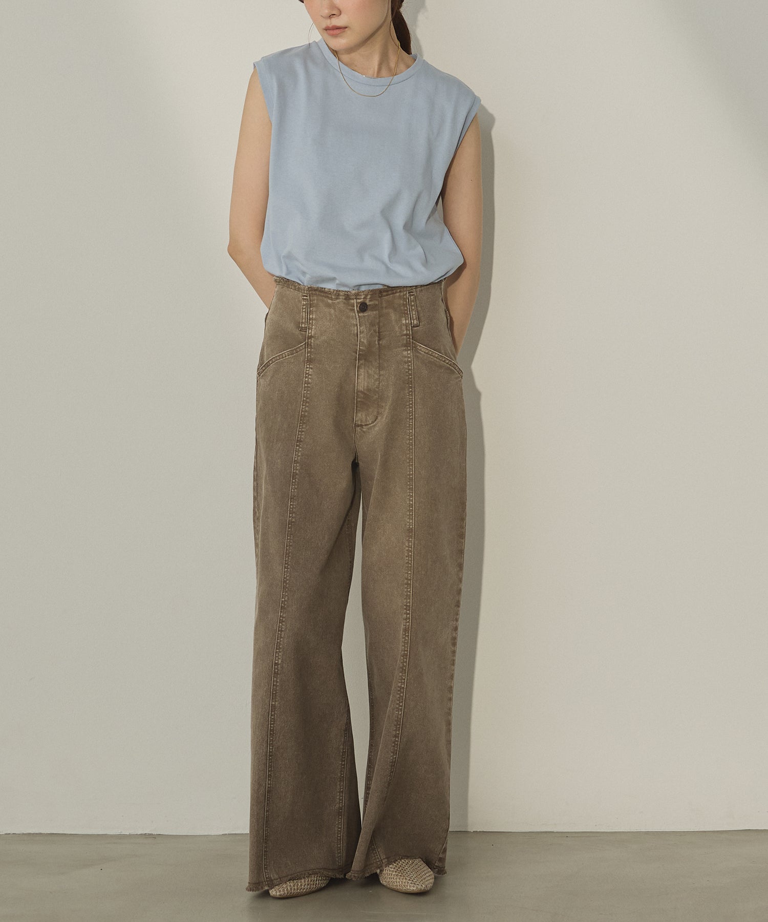 DENIM/TWILL WIDE PANTS