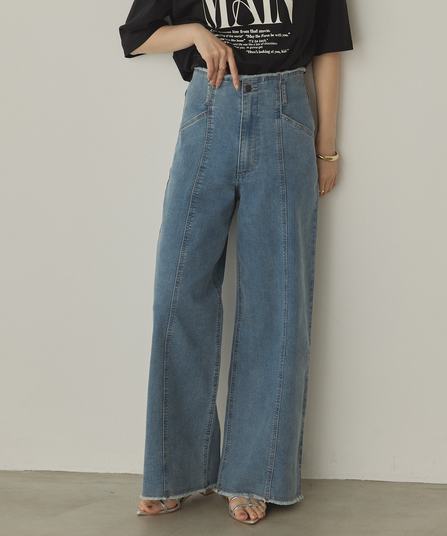 DENIM/TWILL WIDE PANTS