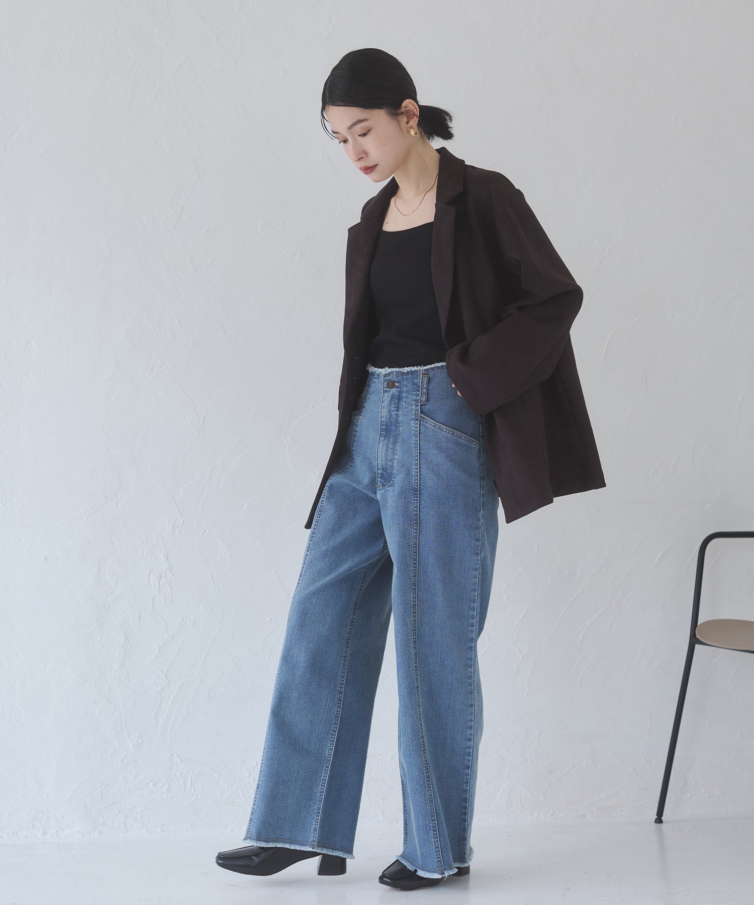 DENIM/TWILL WIDE PANTS