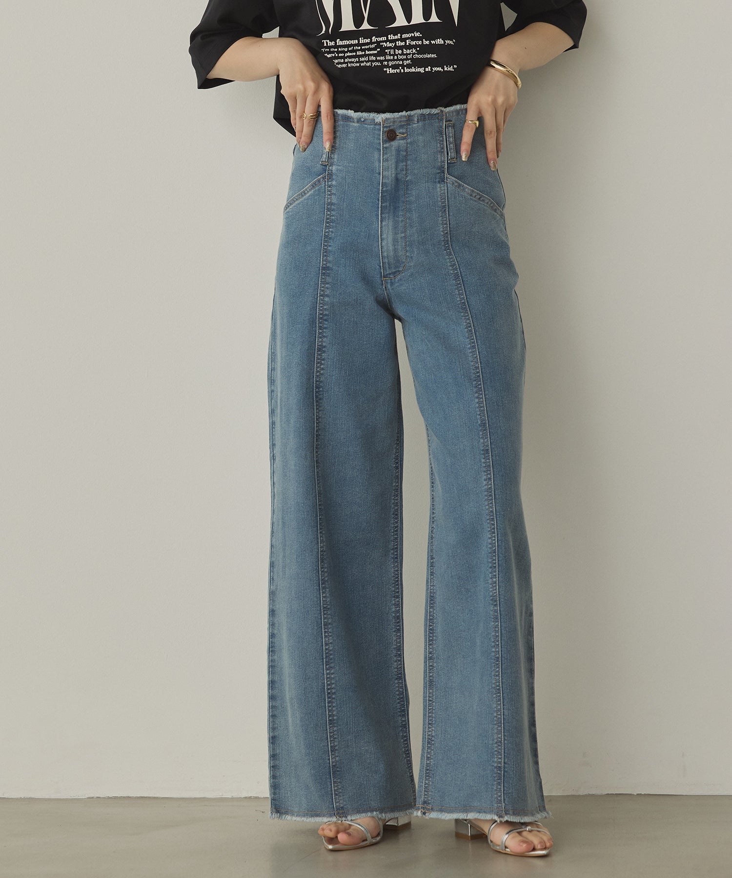DENIM/TWILL WIDE PANTS