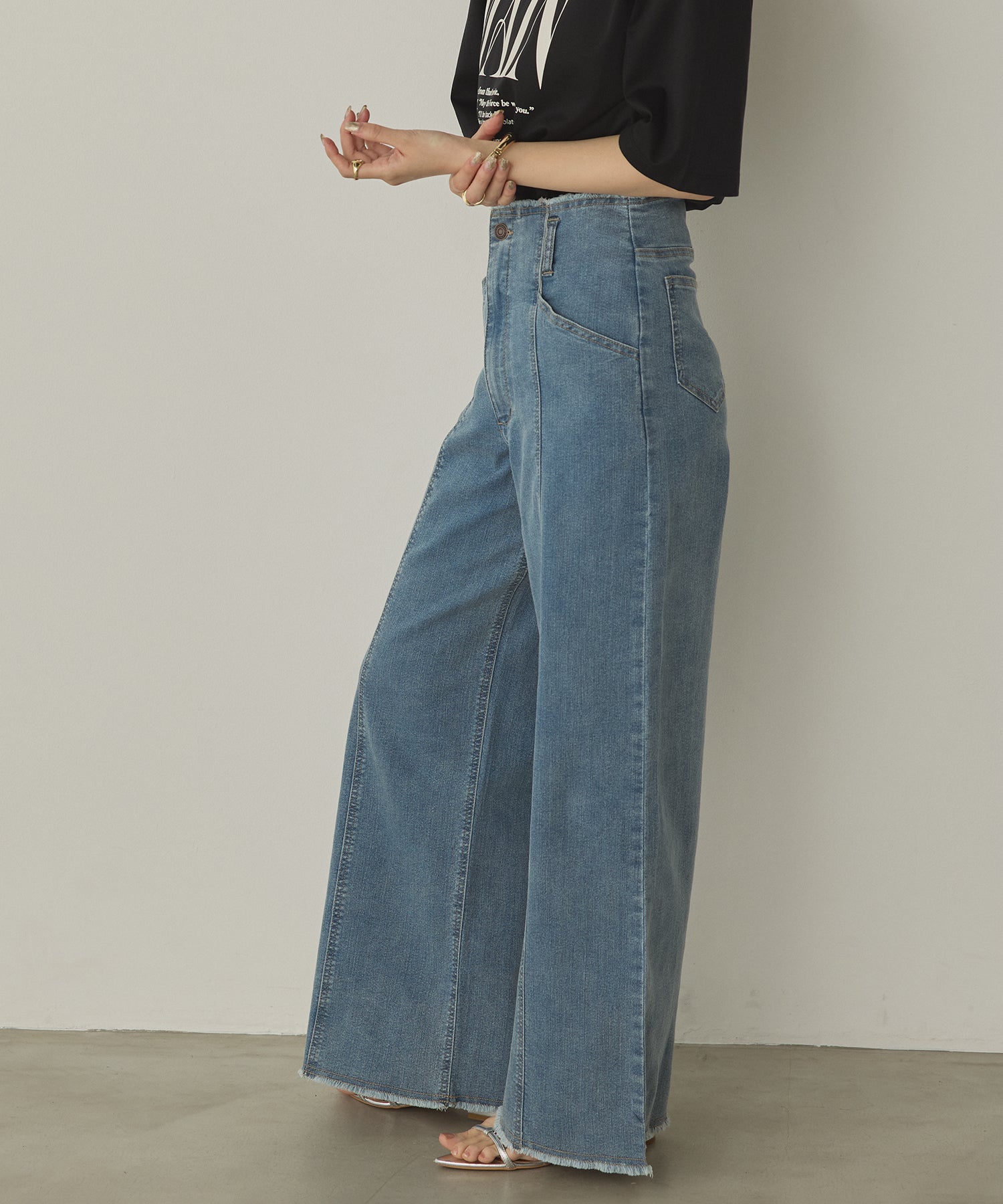 DENIM/TWILL WIDE PANTS