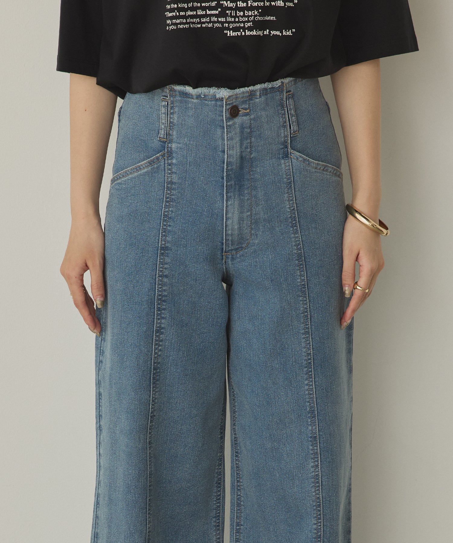 DENIM/TWILL WIDE PANTS