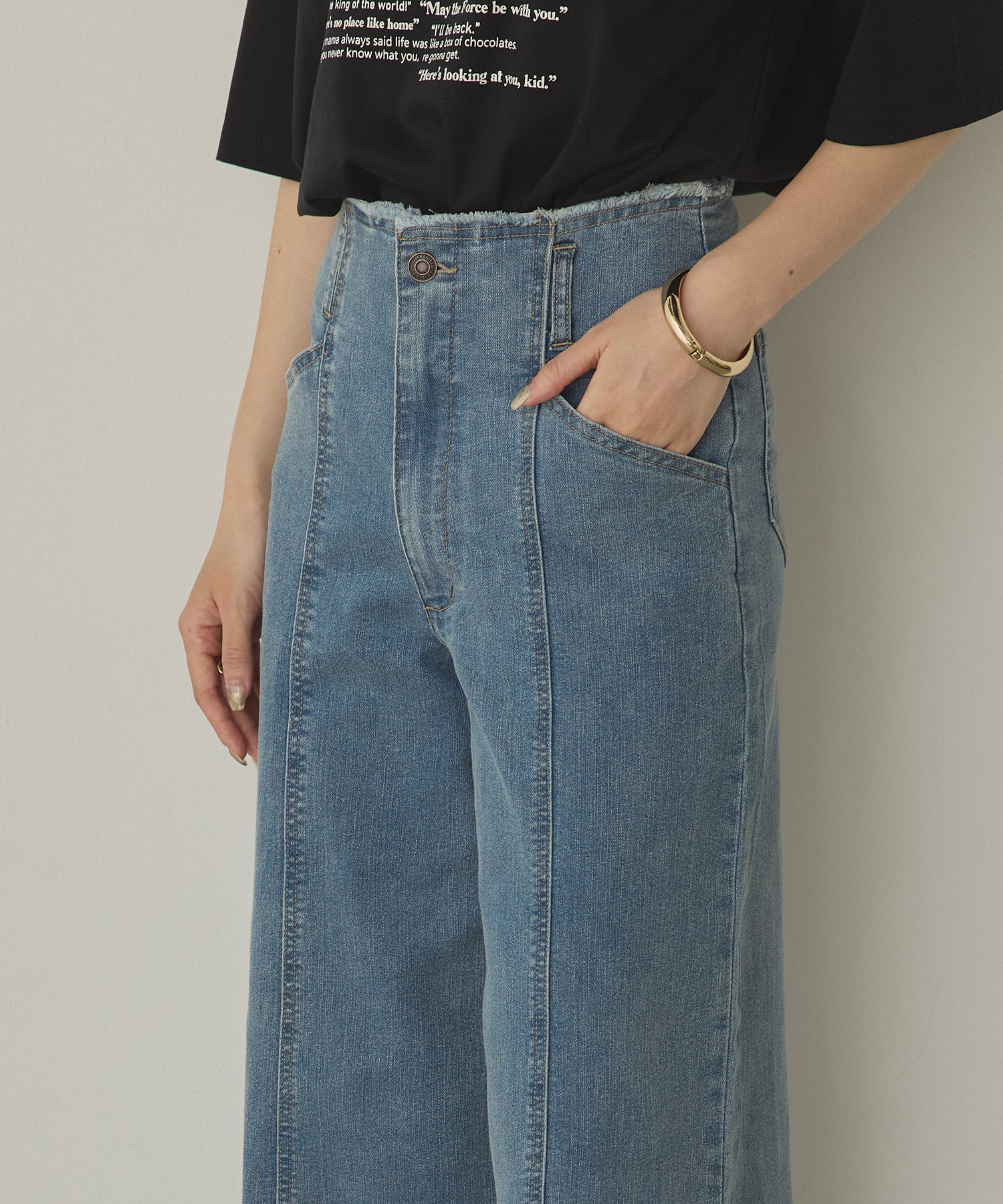 DENIM/TWILL WIDE PANTS