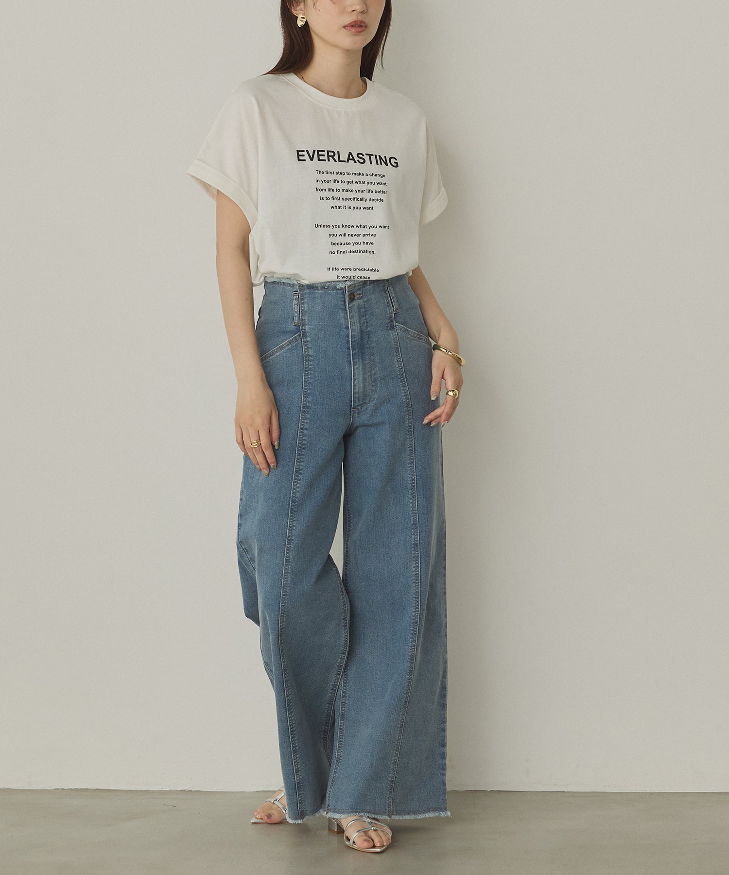 DENIM/TWILL WIDE PANTS