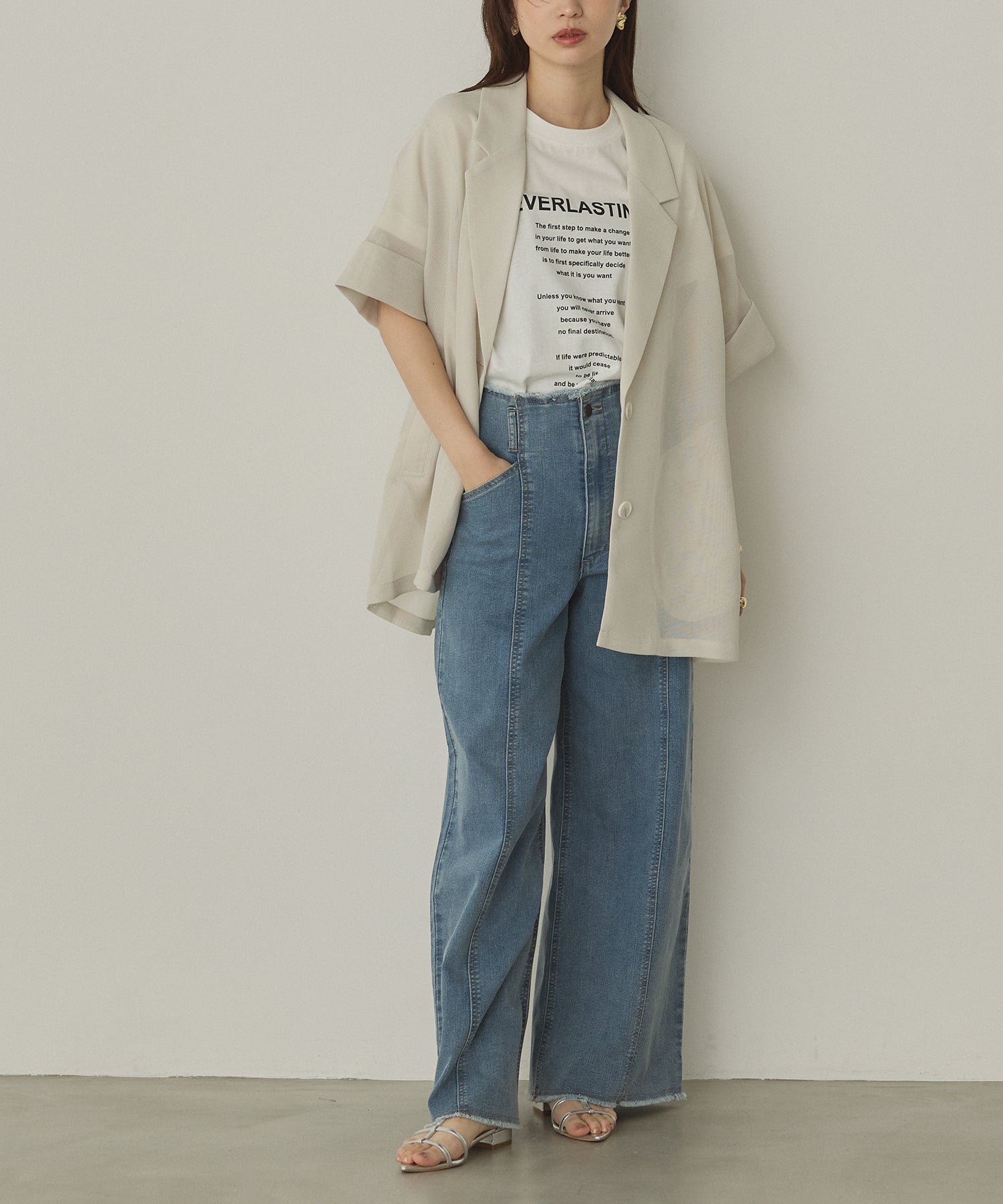 DENIM/TWILL WIDE PANTS