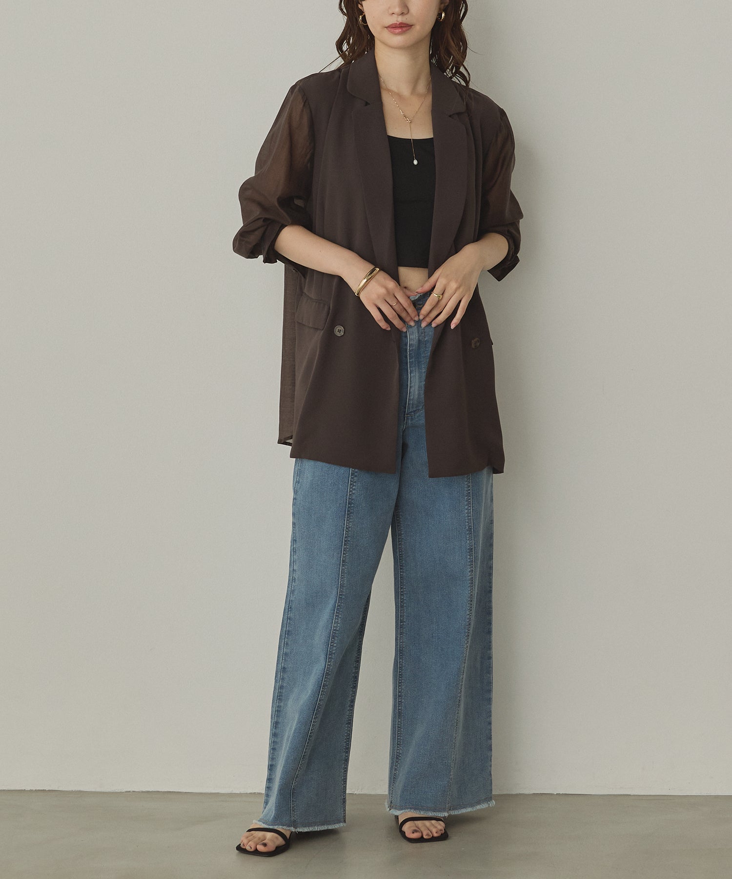 DENIM/TWILL WIDE PANTS