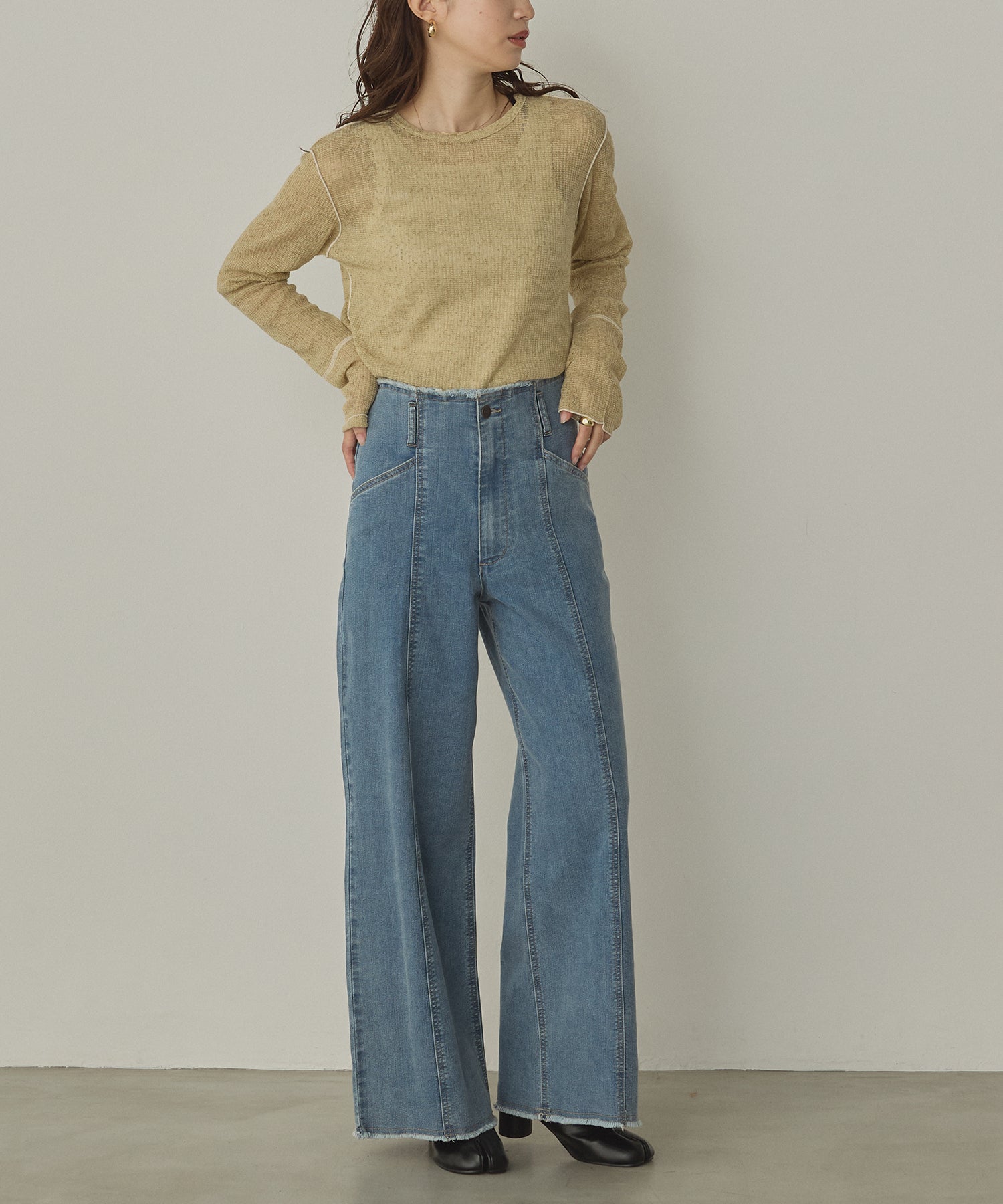 DENIM/TWILL WIDE PANTS