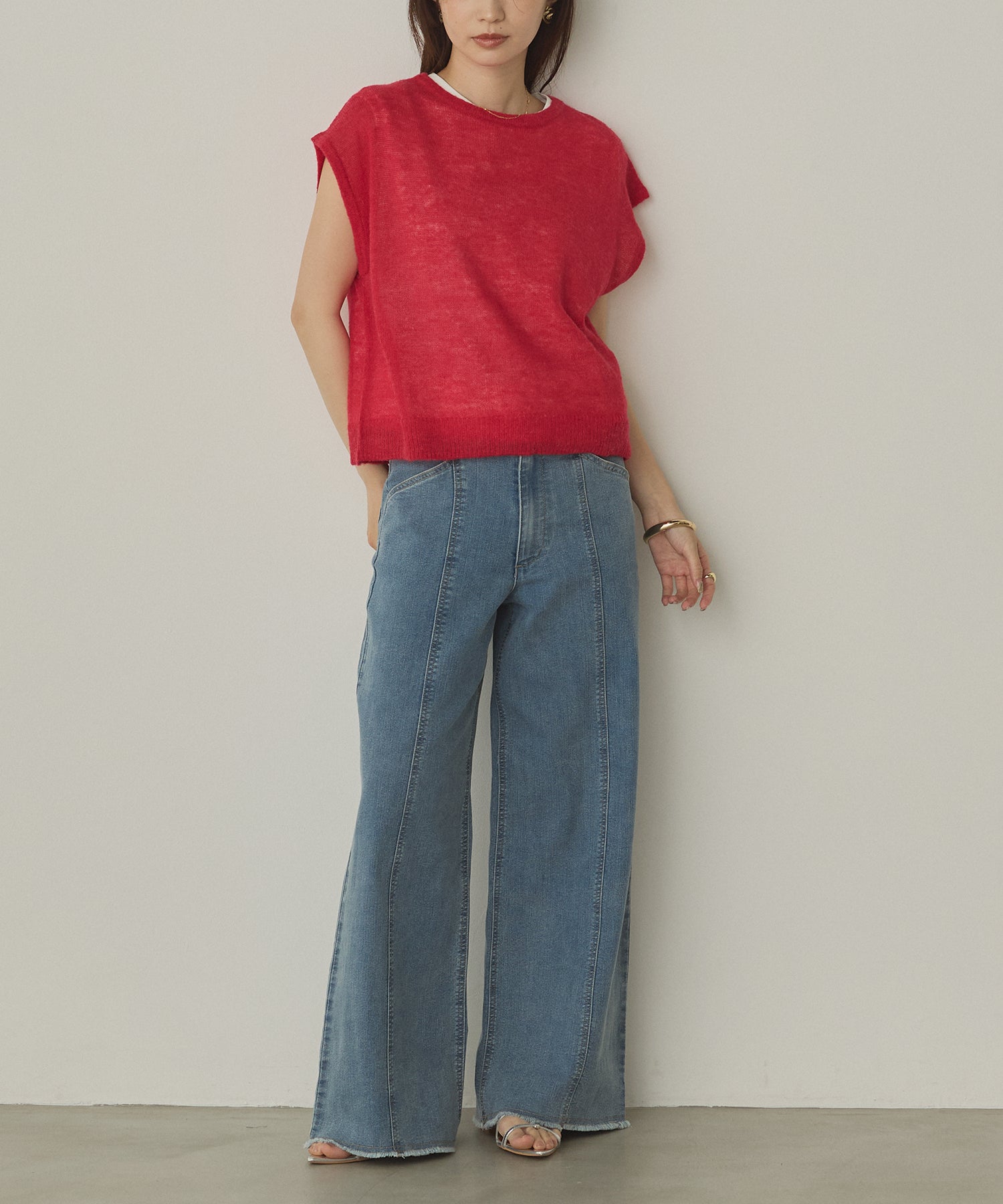 DENIM/TWILL WIDE PANTS