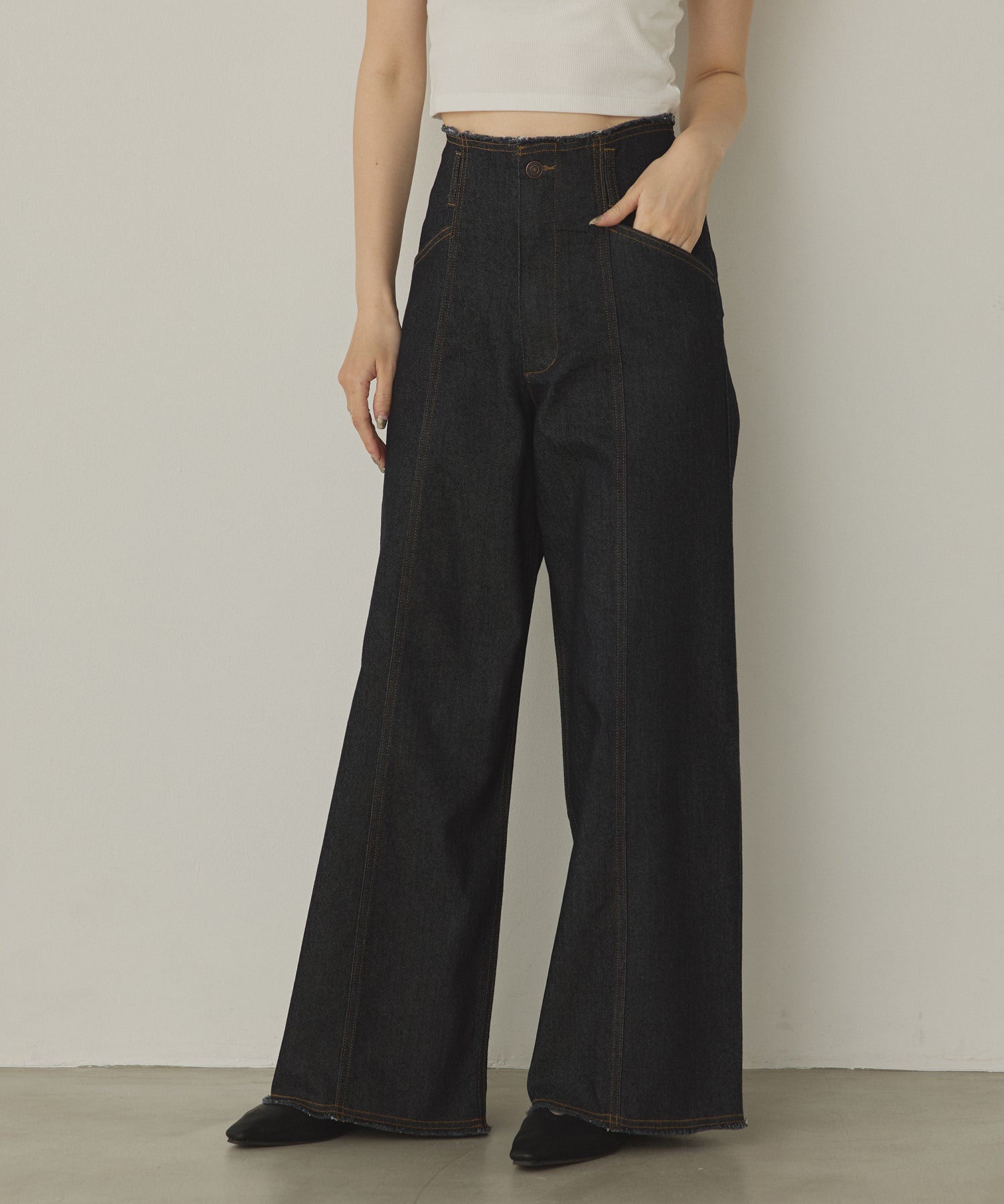 DENIM/TWILL WIDE PANTS