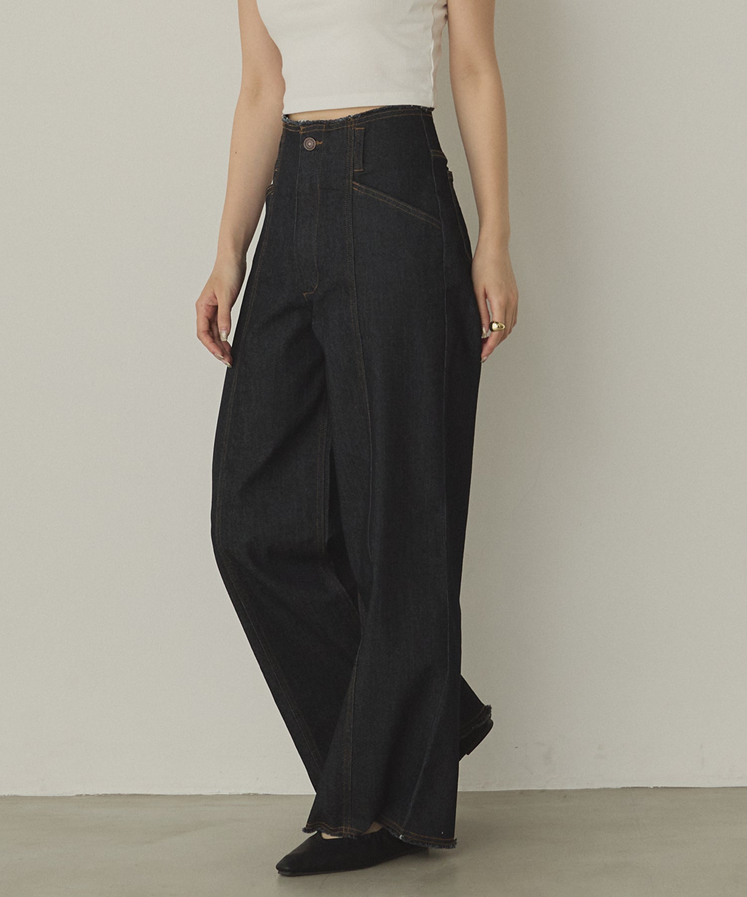DENIM/TWILL WIDE PANTS