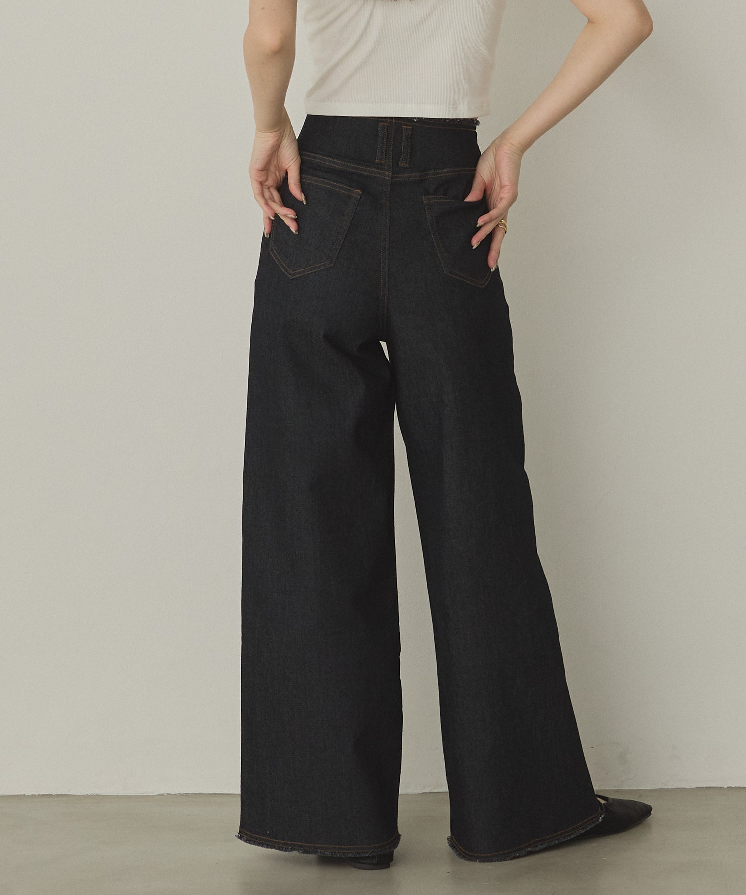 DENIM/TWILL WIDE PANTS
